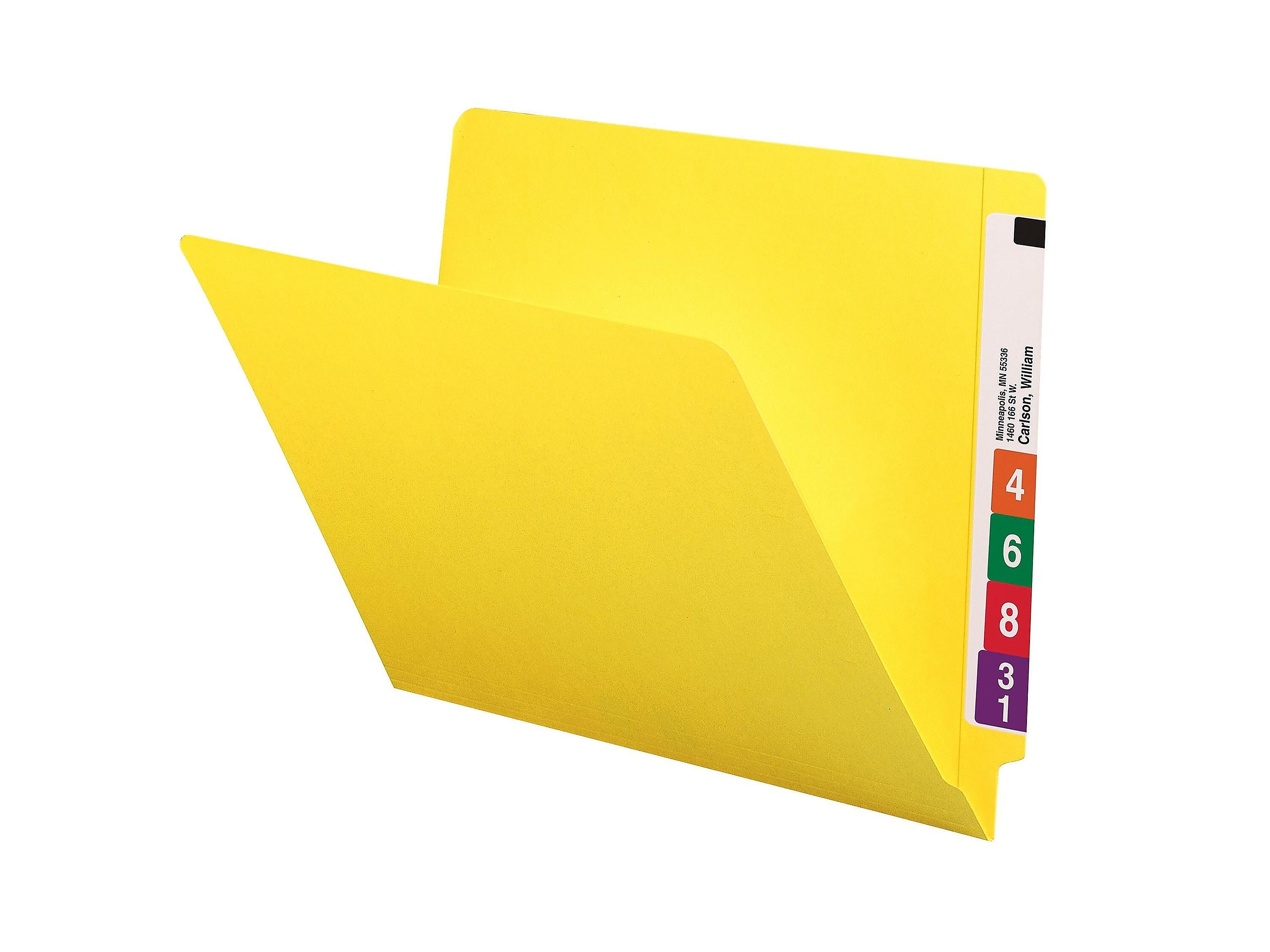 Smead Colored End Tab File Folder, Shelf-Master Reinforced Straight-Cut Tab, Letter Size, Yellow, 100/Box