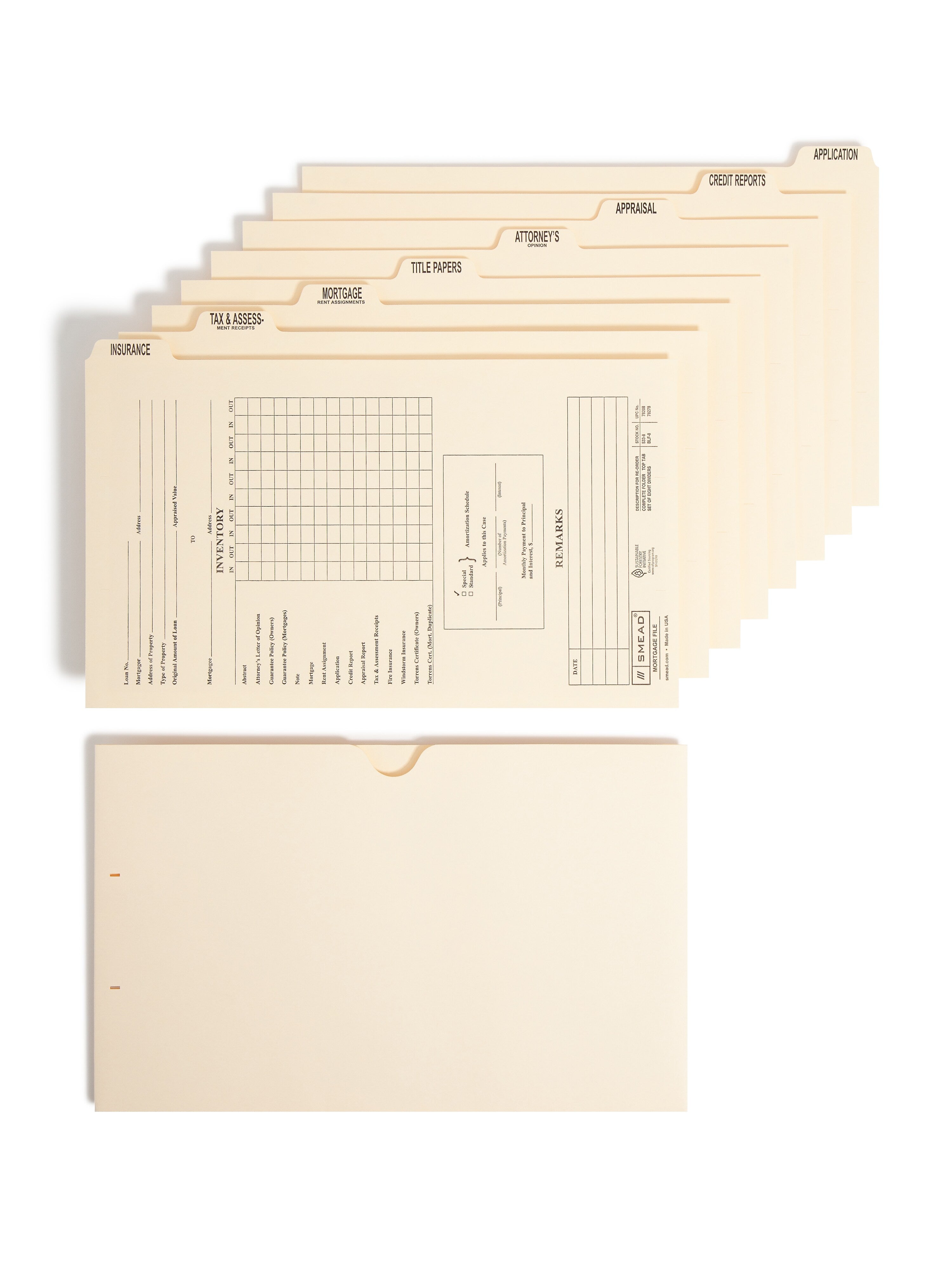 Smead Dividers for Mortgage File Folders, Manila, 8/Box