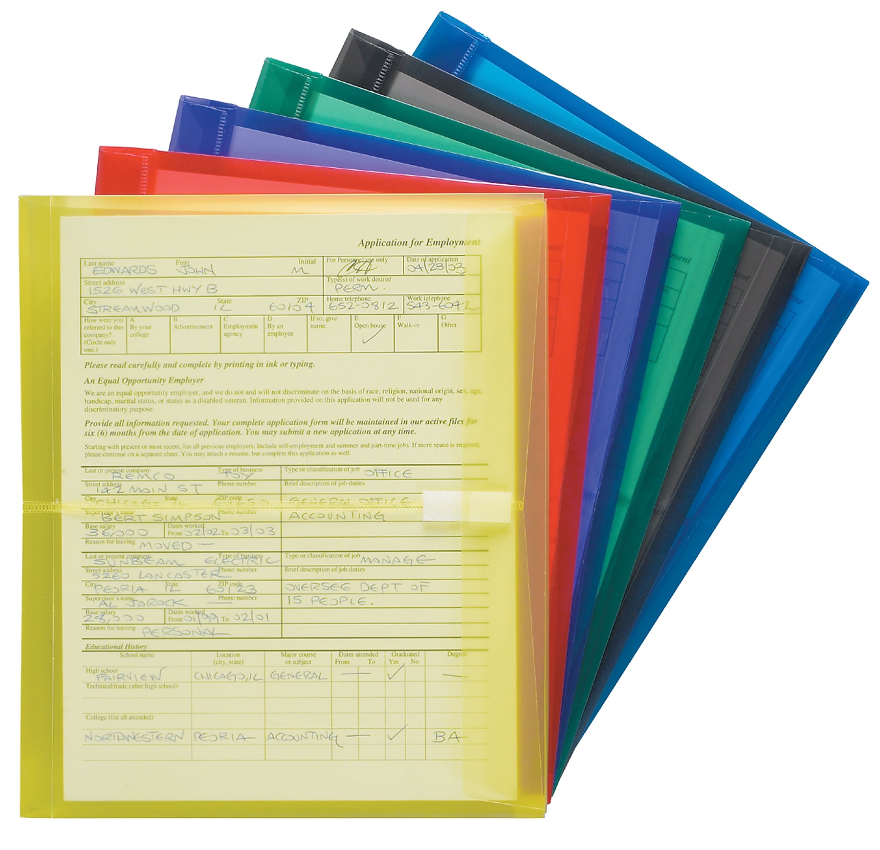 Smead Document File, Assorted Colors, 6/Pack