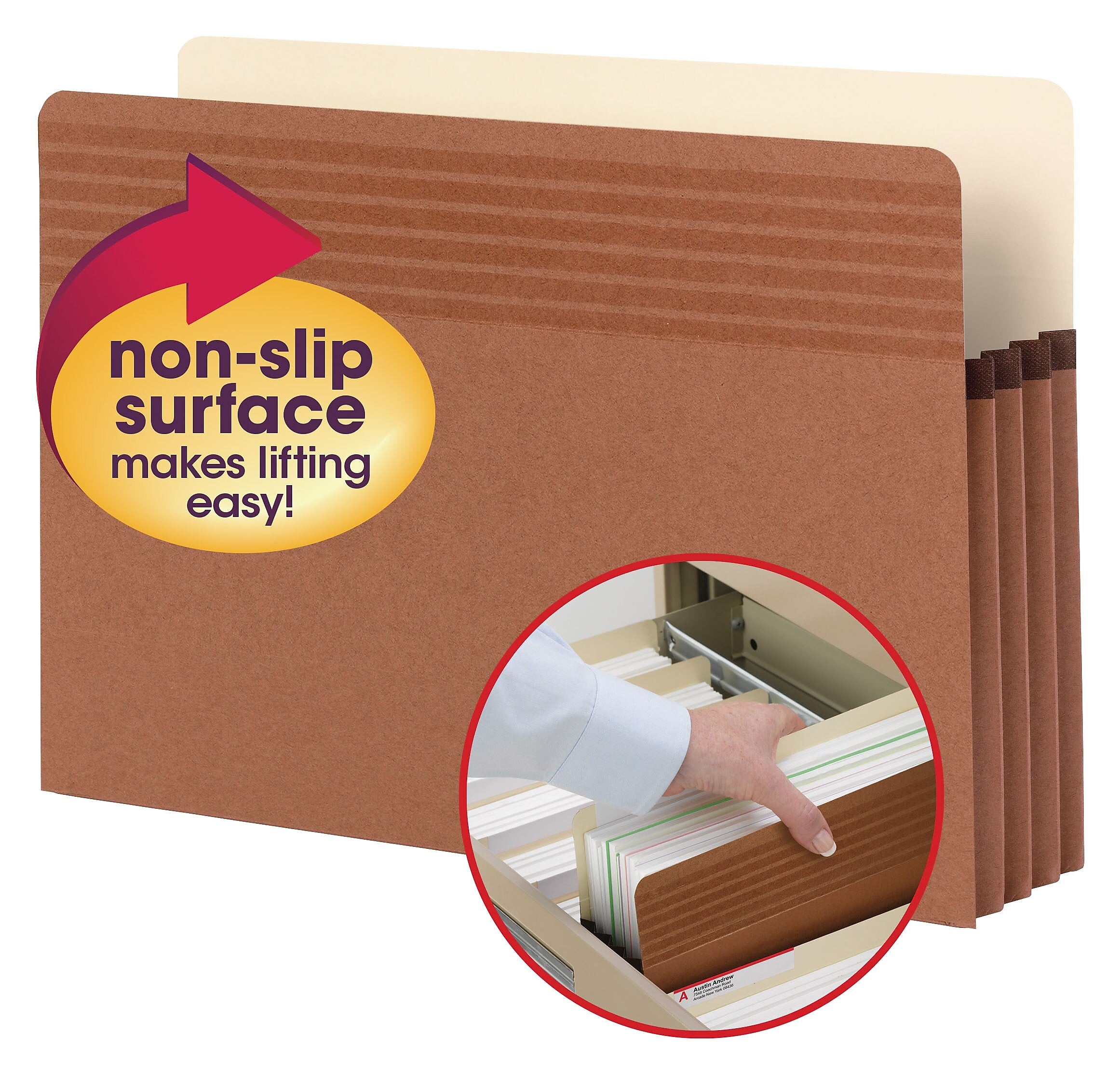 Smead Easy Grip File Pockets, Straight Cut Tab, 3.5