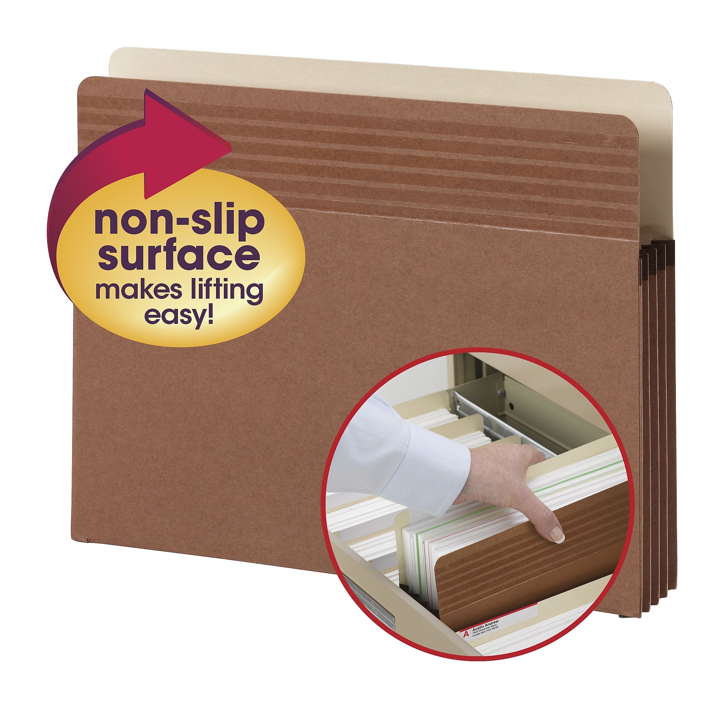 Smead Easy Grip Redrope File Pockets, 3-1/2