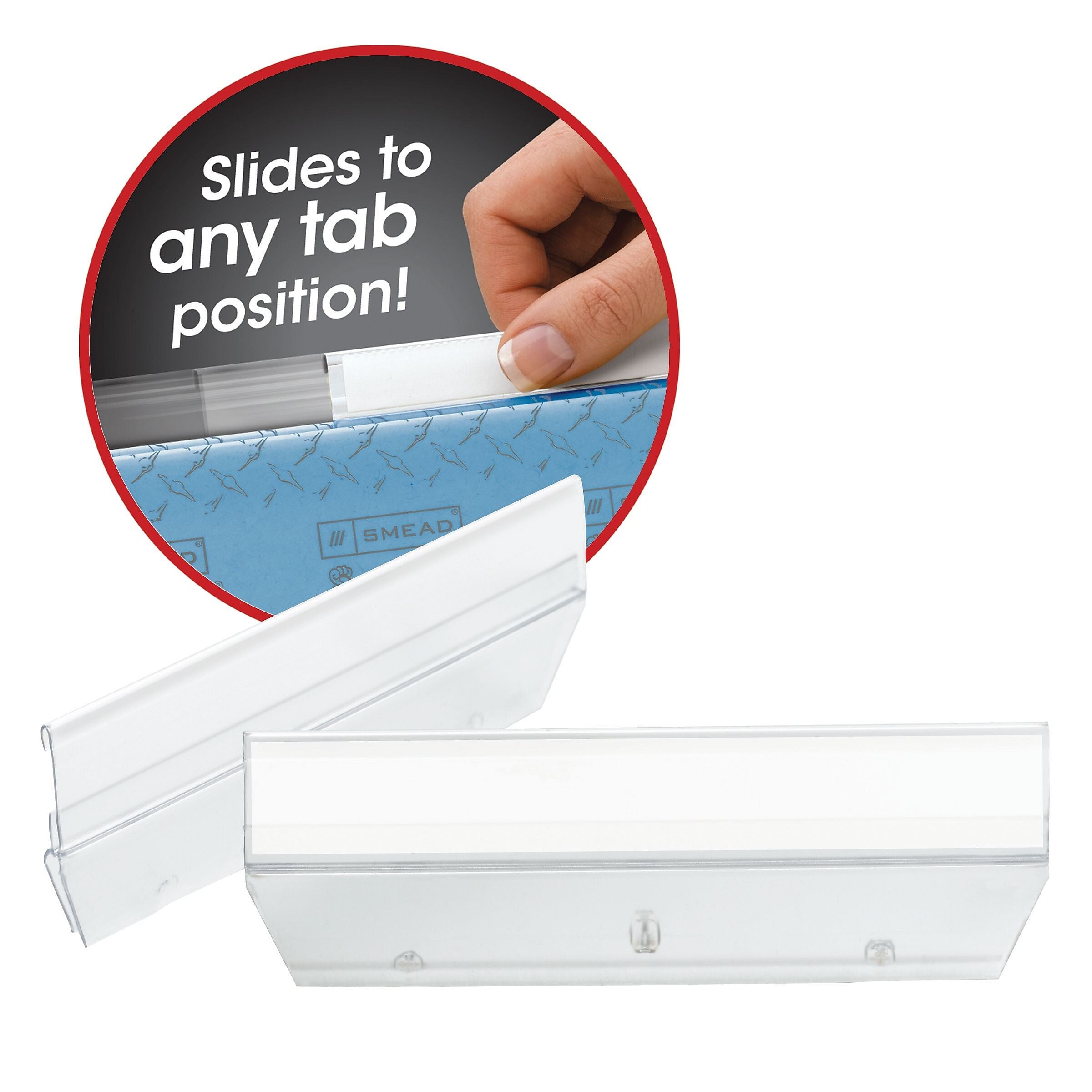 Smead Easy Slide™ Tab, 1/3-Cut, Clear, 18/Pack