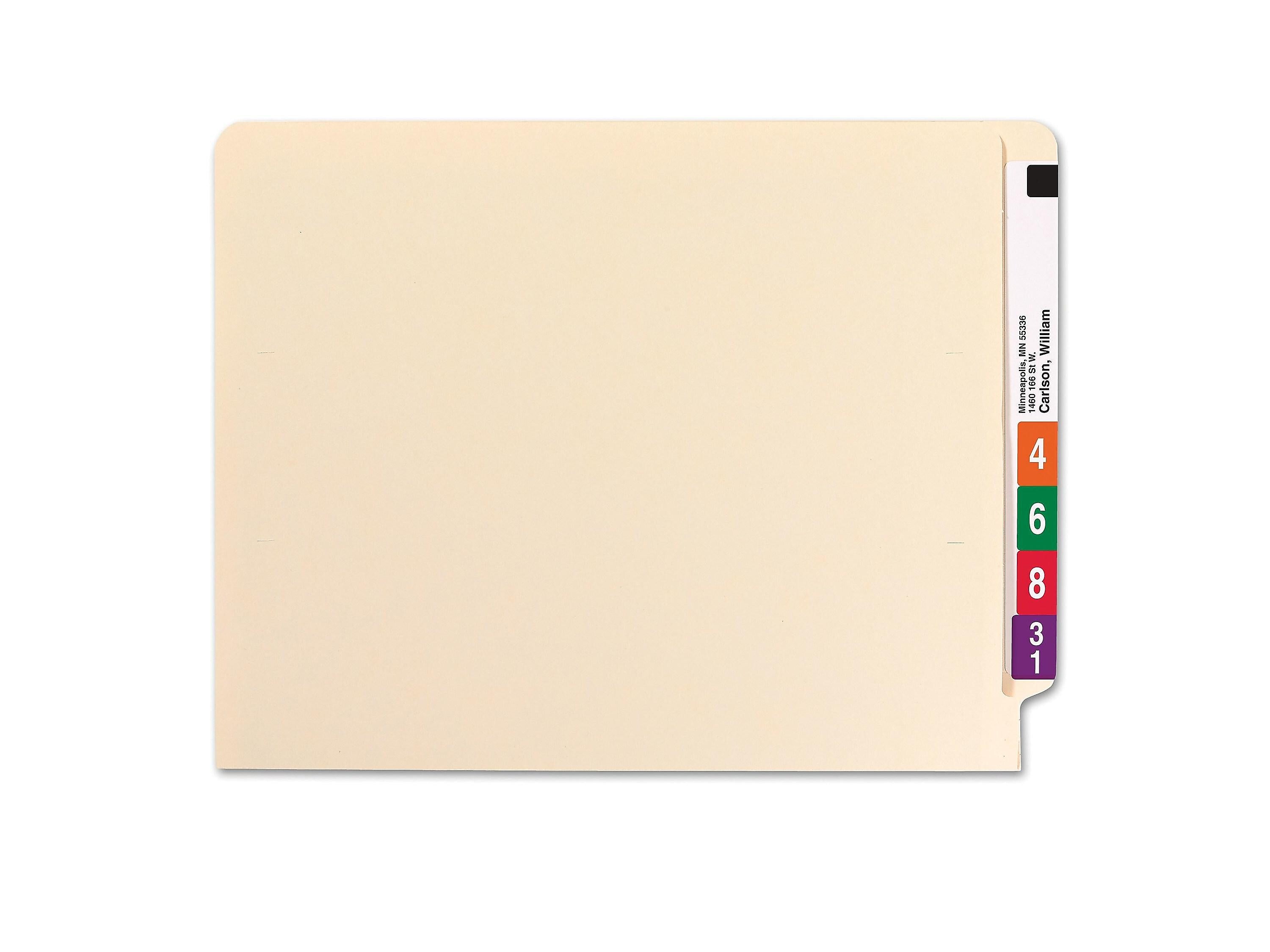 Smead End Tab 100% Recycled File Folder, Shelf-Master Reinforced Straight-Cut Tab, Letter Size, Manila, 100/Box