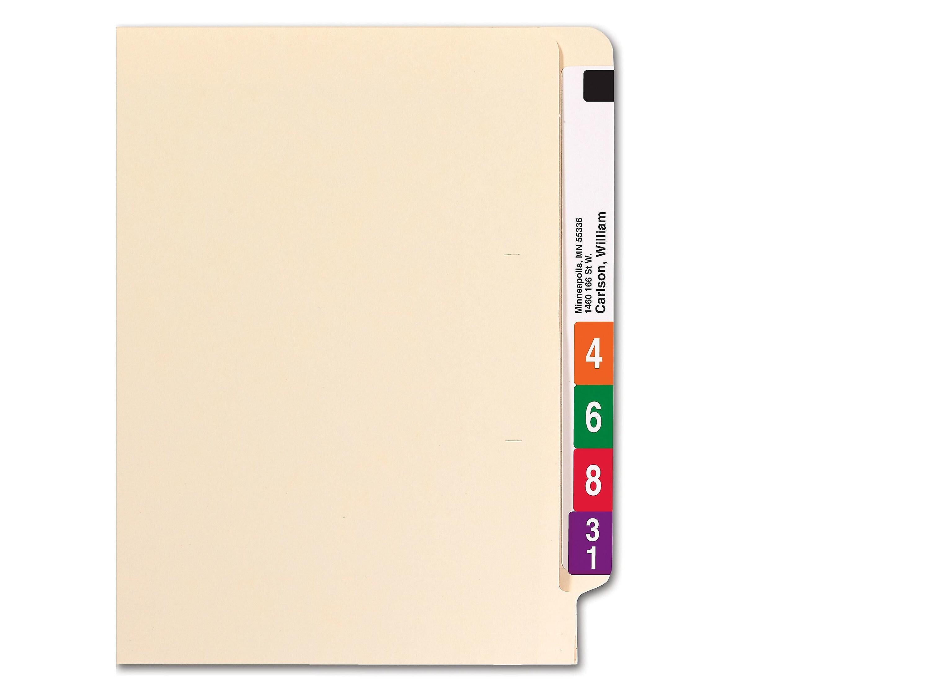 Smead End Tab 100% Recycled File Folder, Shelf-Master Reinforced Straight-Cut Tab, Letter Size, Manila, 100/Box