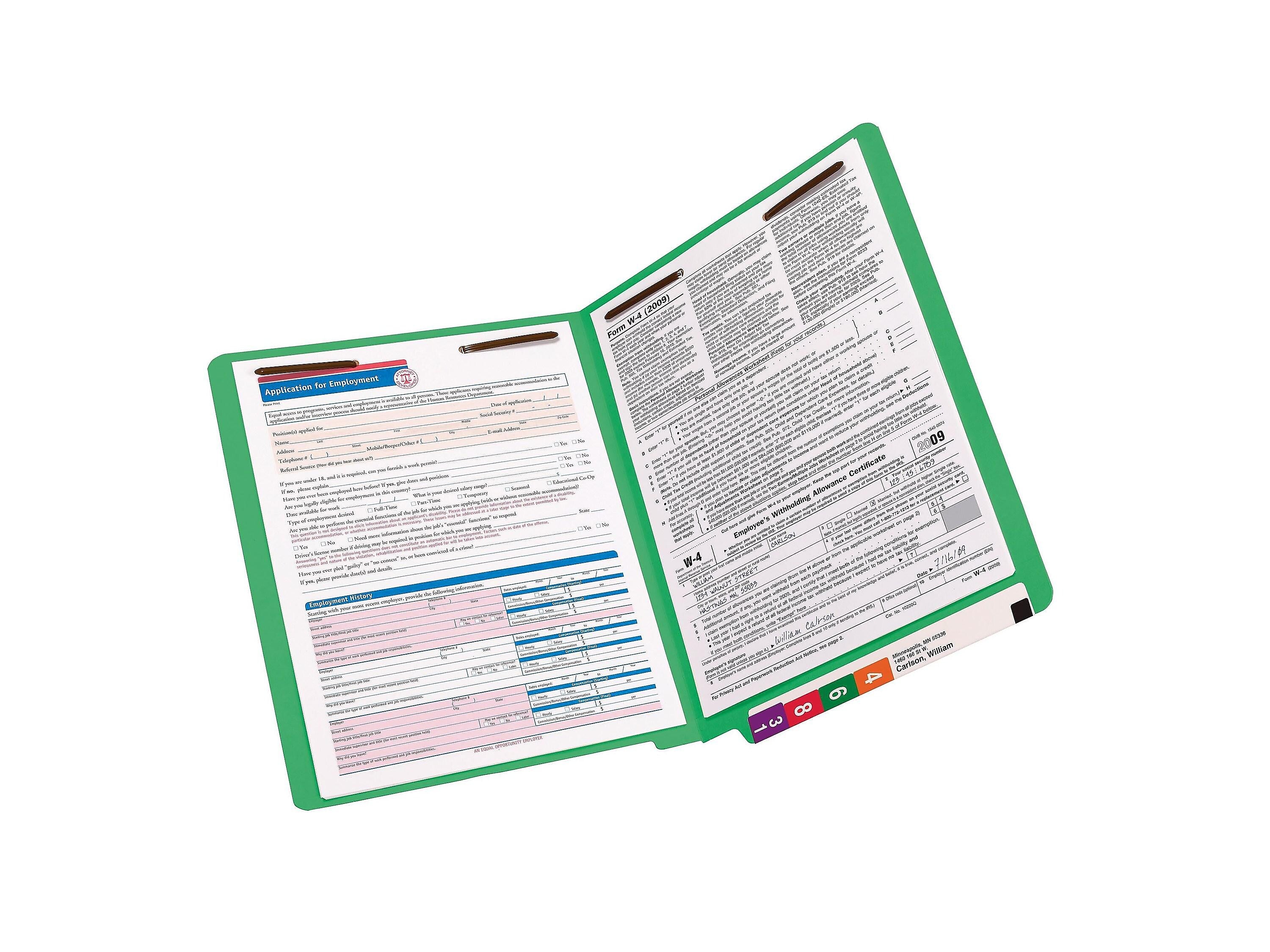 Smead End Tab Classification Folders, Shelf-Master Reinforced Straight-Cut Tab, Letter Size, Green, 50/Box