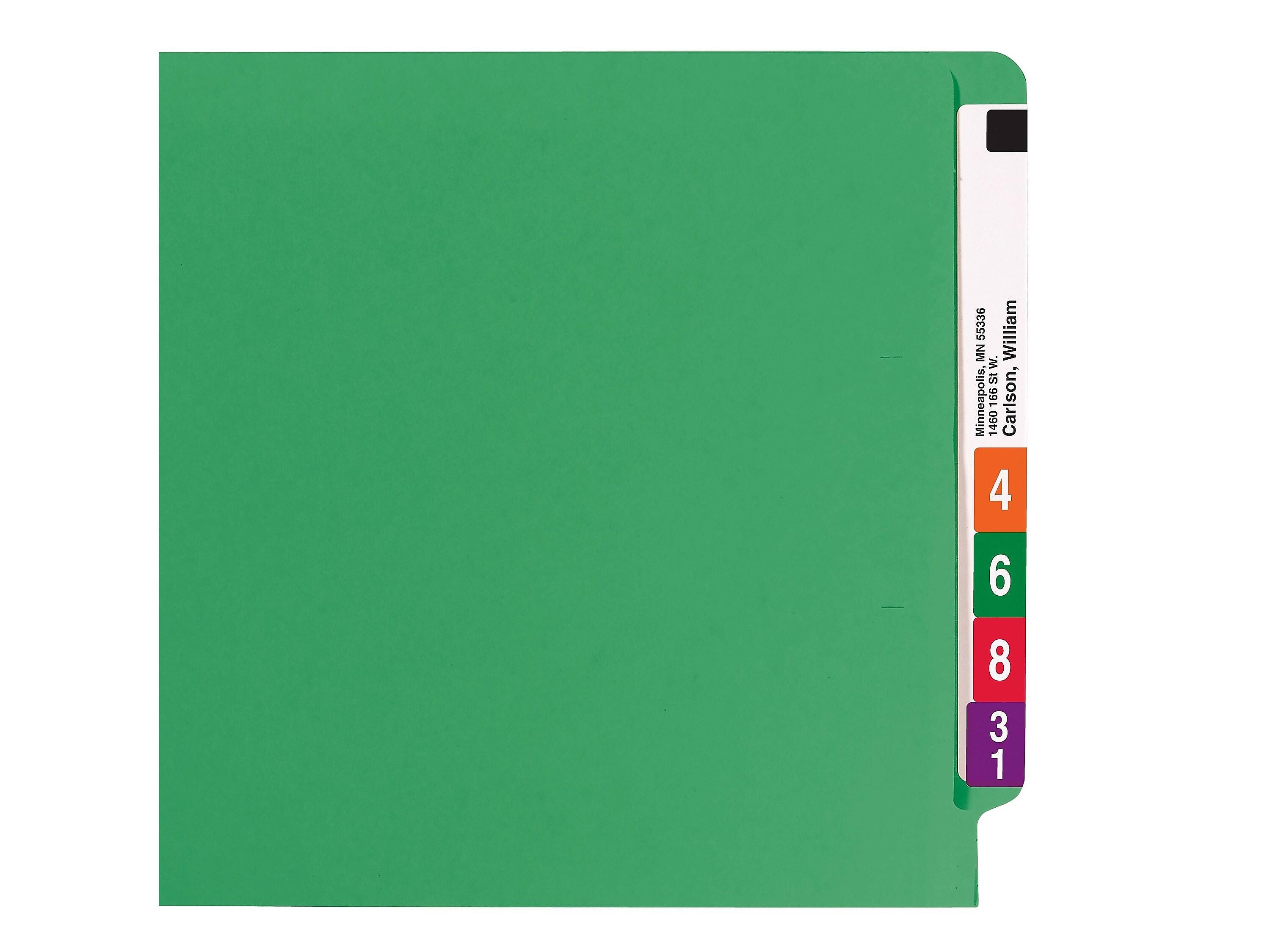 Smead End Tab Classification Folders, Shelf-Master Reinforced Straight-Cut Tab, Letter Size, Green, 50/Box