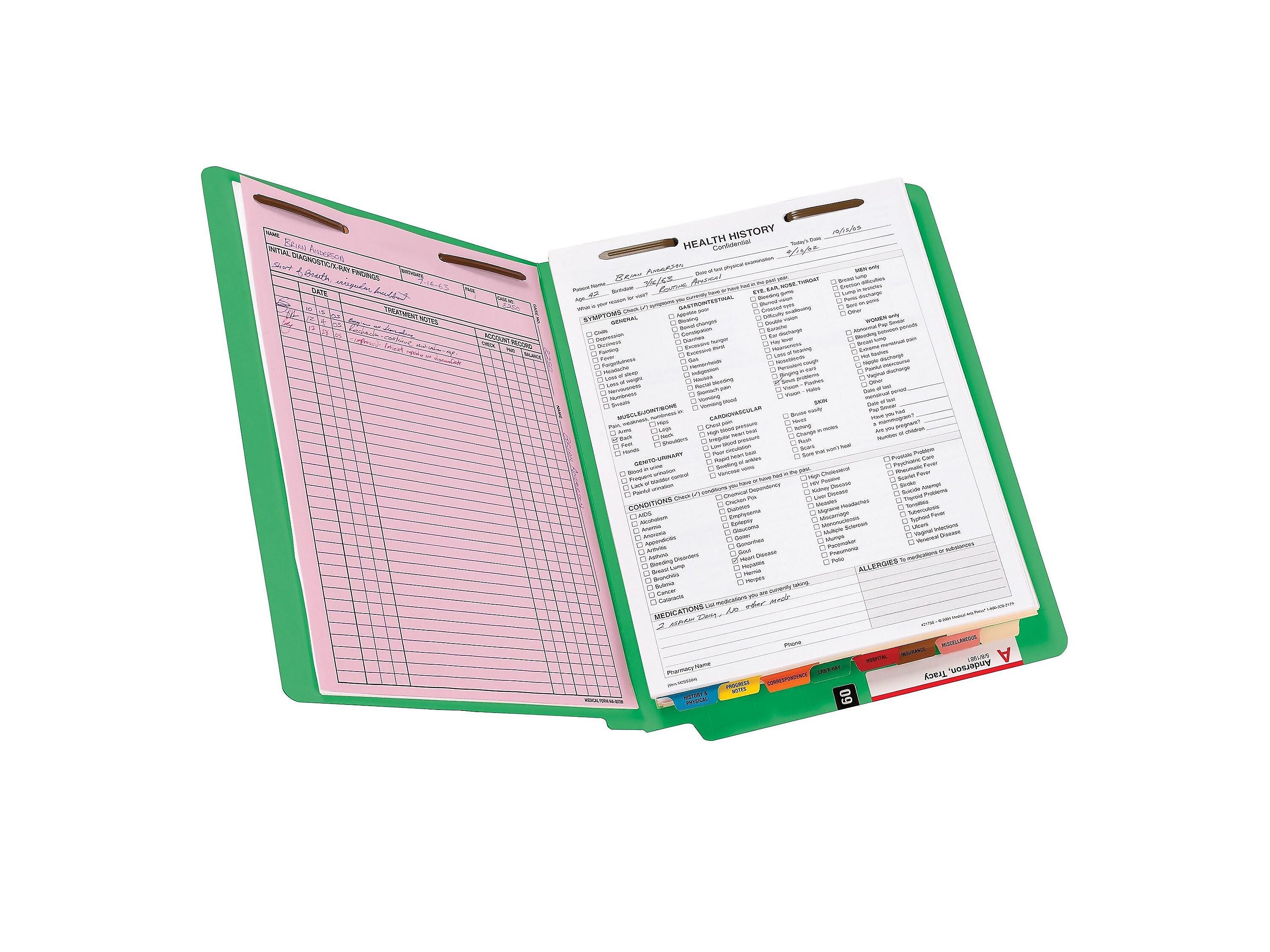 Smead End Tab Classification Folders, Shelf-Master Reinforced Straight-Cut Tab, Letter Size, Green, 50/Box