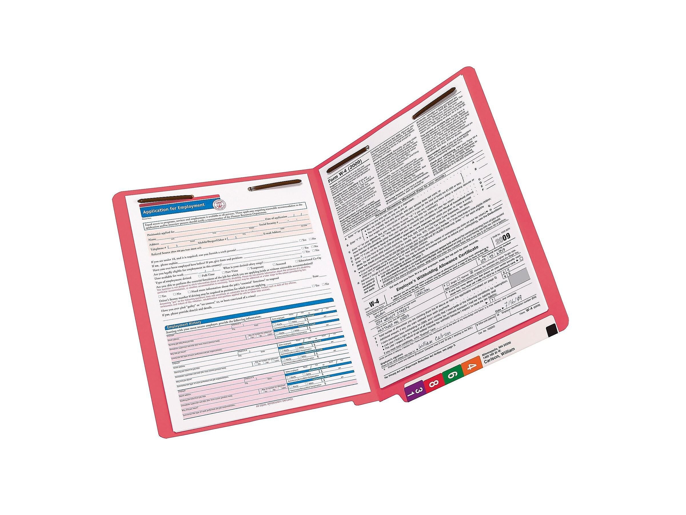 Smead End Tab Classification Folders, Shelf-Master Reinforced Straight-Cut Tab, Letter Size, Red, 50/Box