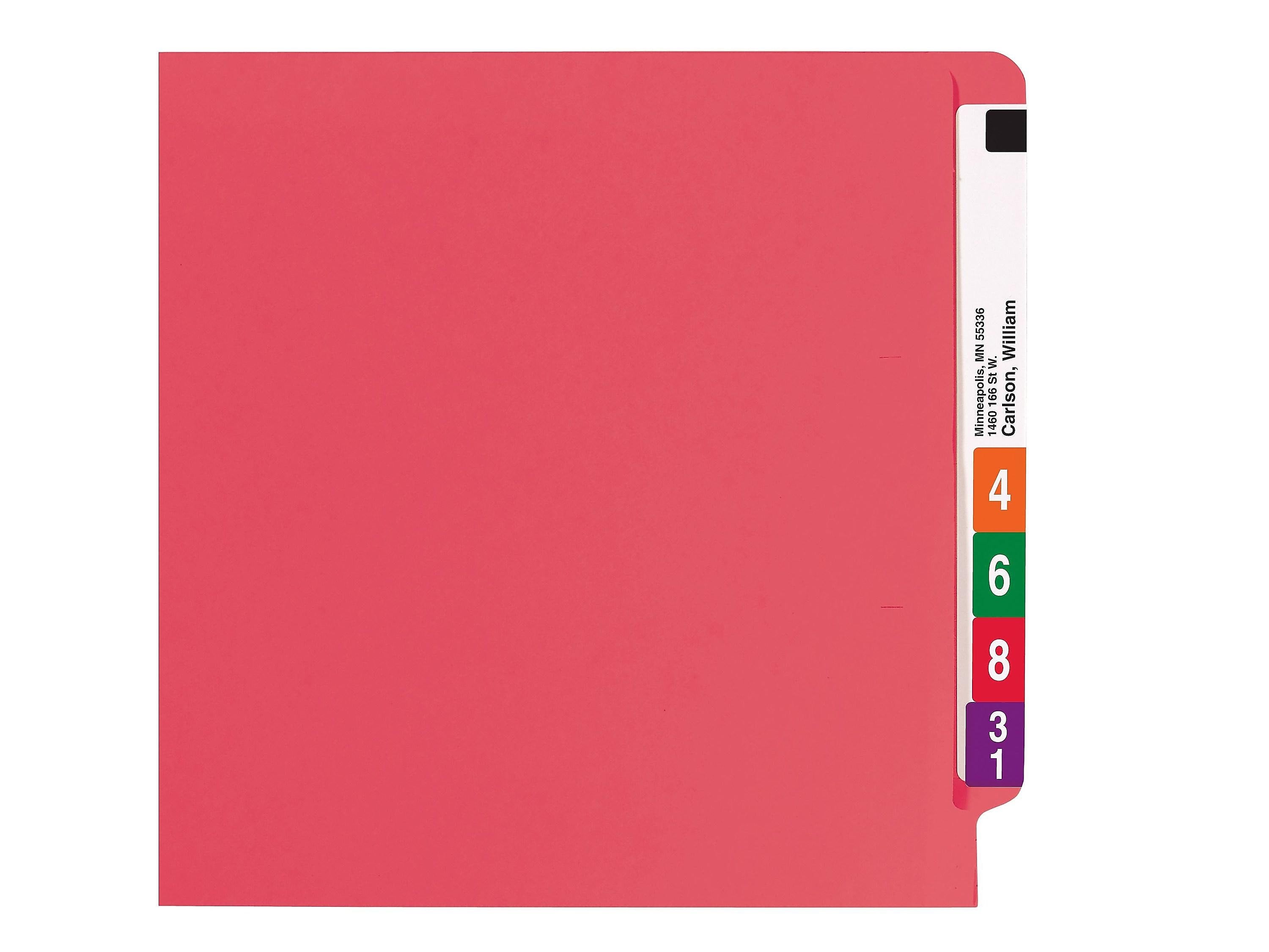Smead End Tab Classification Folders, Shelf-Master Reinforced Straight-Cut Tab, Letter Size, Red, 50/Box