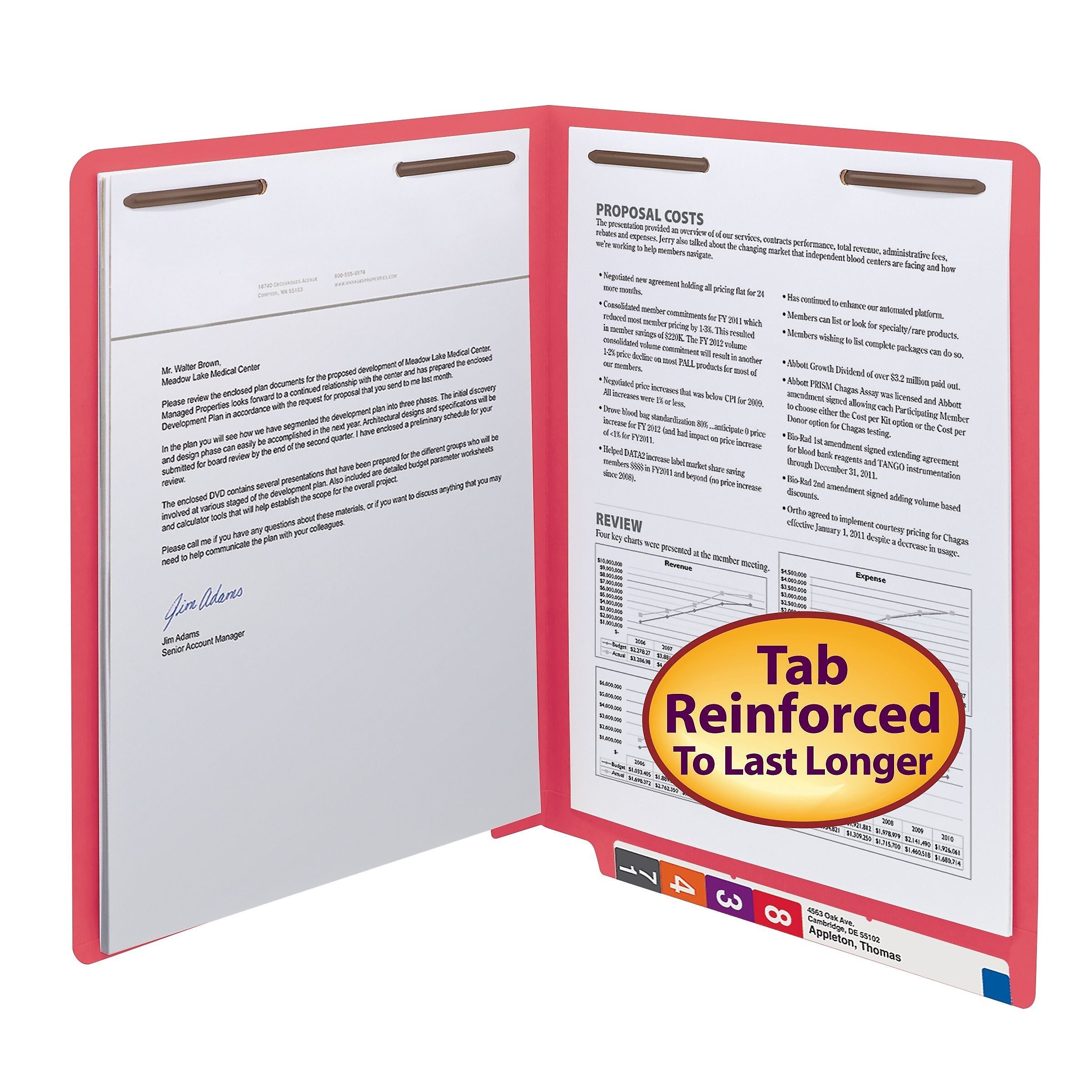 Smead End Tab Classification Folders, Shelf-Master Reinforced Straight-Cut Tab, Letter Size, Red, 50/Box
