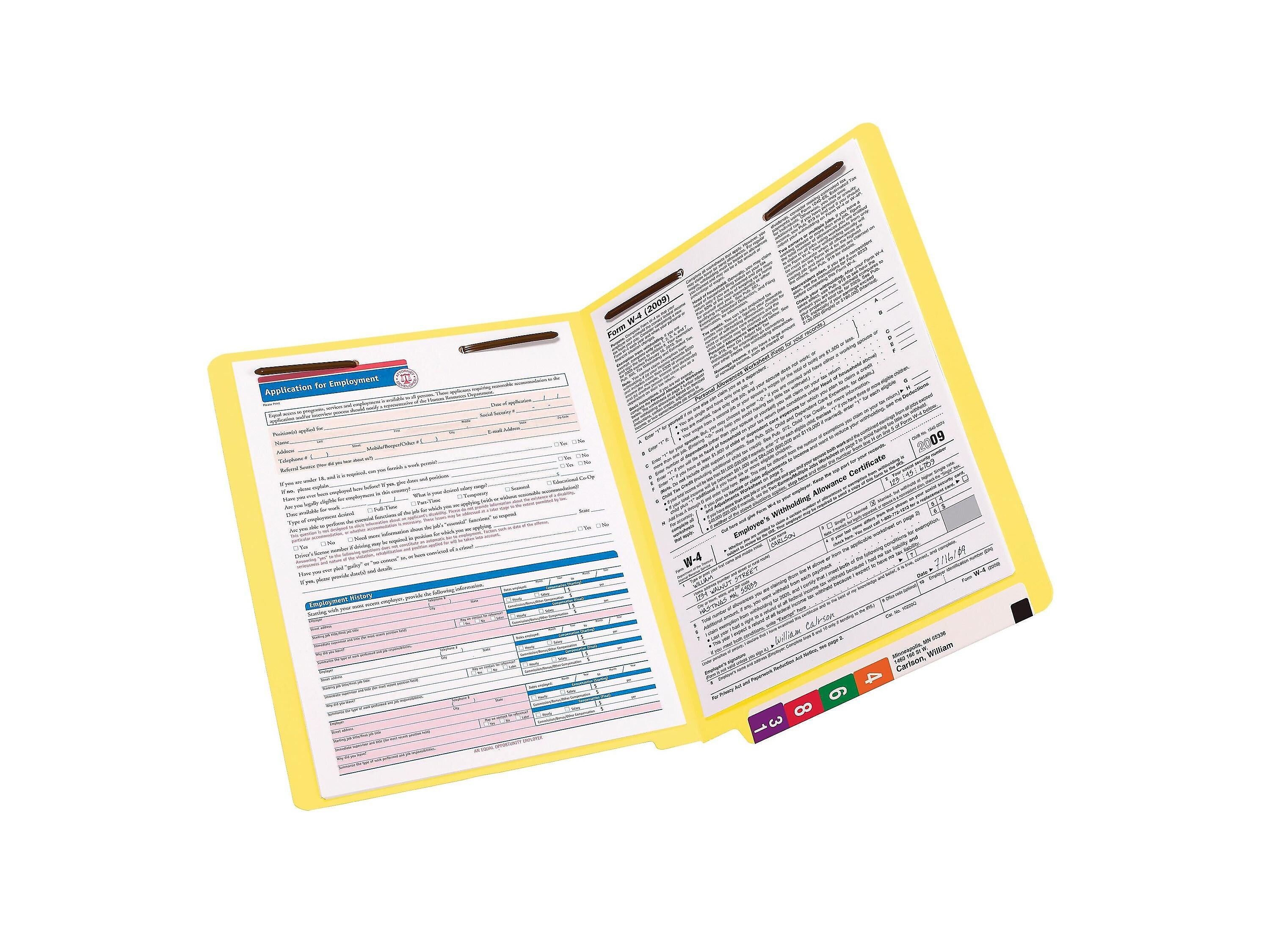 Smead End Tab Classification Folders, Shelf-Master Reinforced Straight-Cut Tab, Letter Size, Yellow, 50/Box