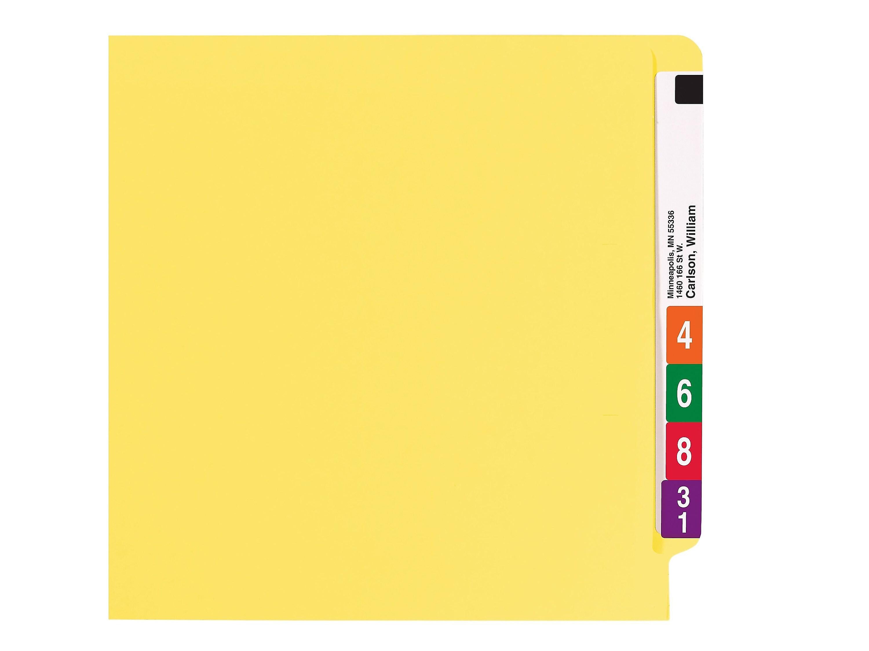 Smead End Tab Classification Folders, Shelf-Master Reinforced Straight-Cut Tab, Letter Size, Yellow, 50/Box