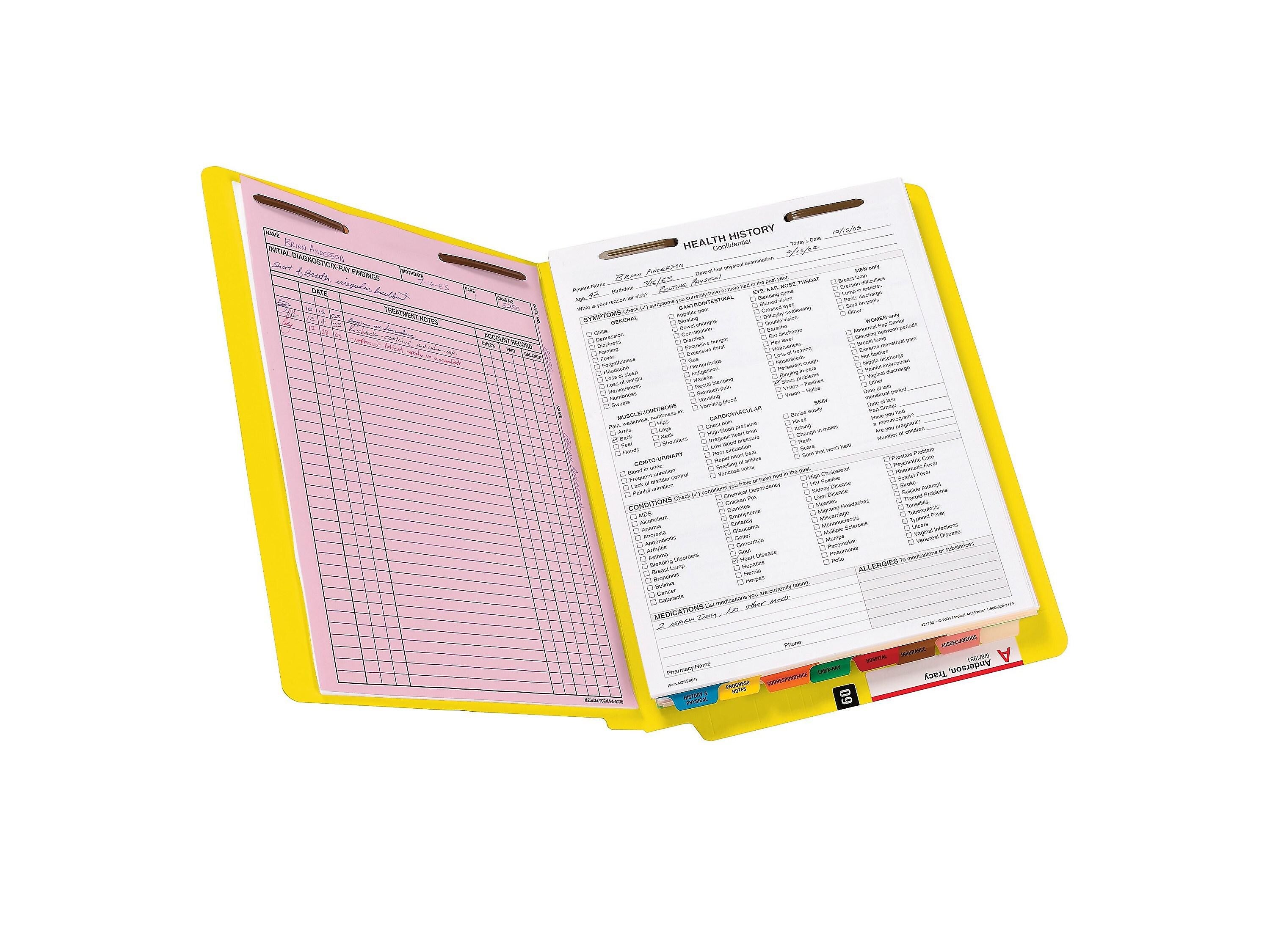 Smead End Tab Classification Folders, Shelf-Master Reinforced Straight-Cut Tab, Letter Size, Yellow, 50/Box