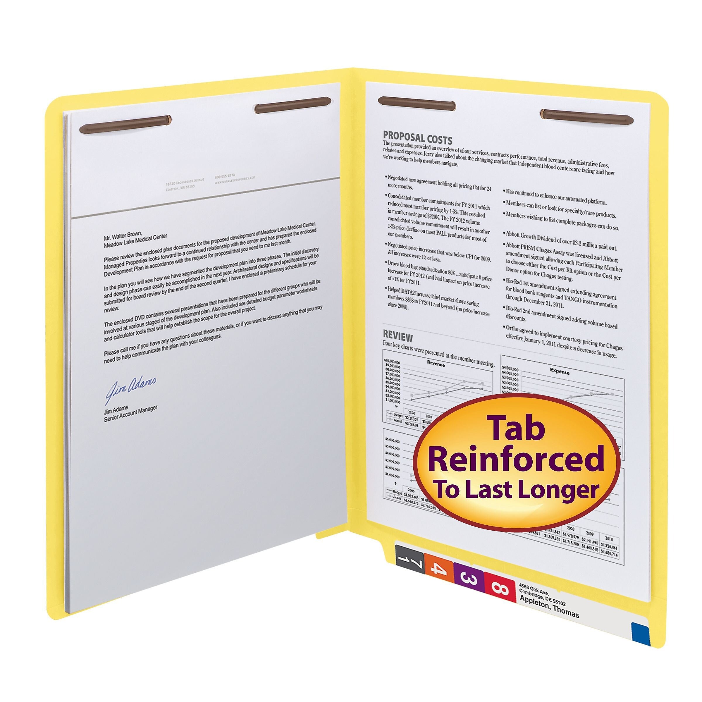 Smead End Tab Classification Folders, Shelf-Master Reinforced Straight-Cut Tab, Letter Size, Yellow, 50/Box
