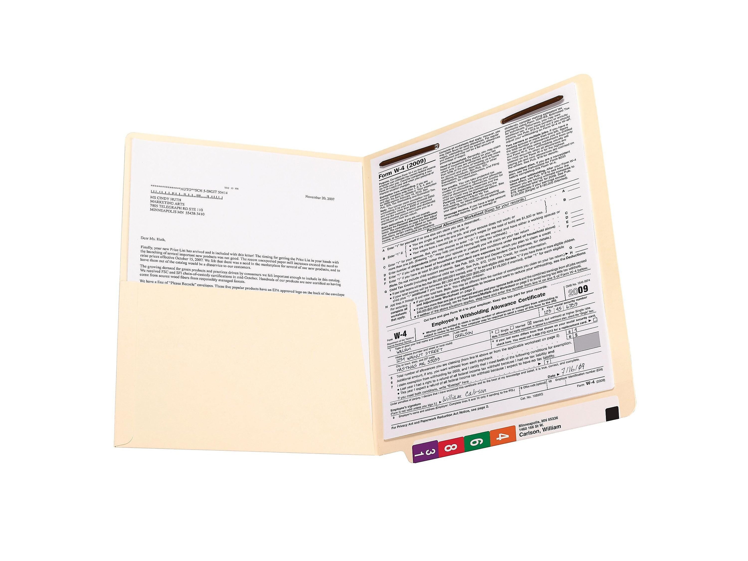 Smead End Tab Classification Folders, Straight-Cut Tab, Letter Size, Manila, 50/Box