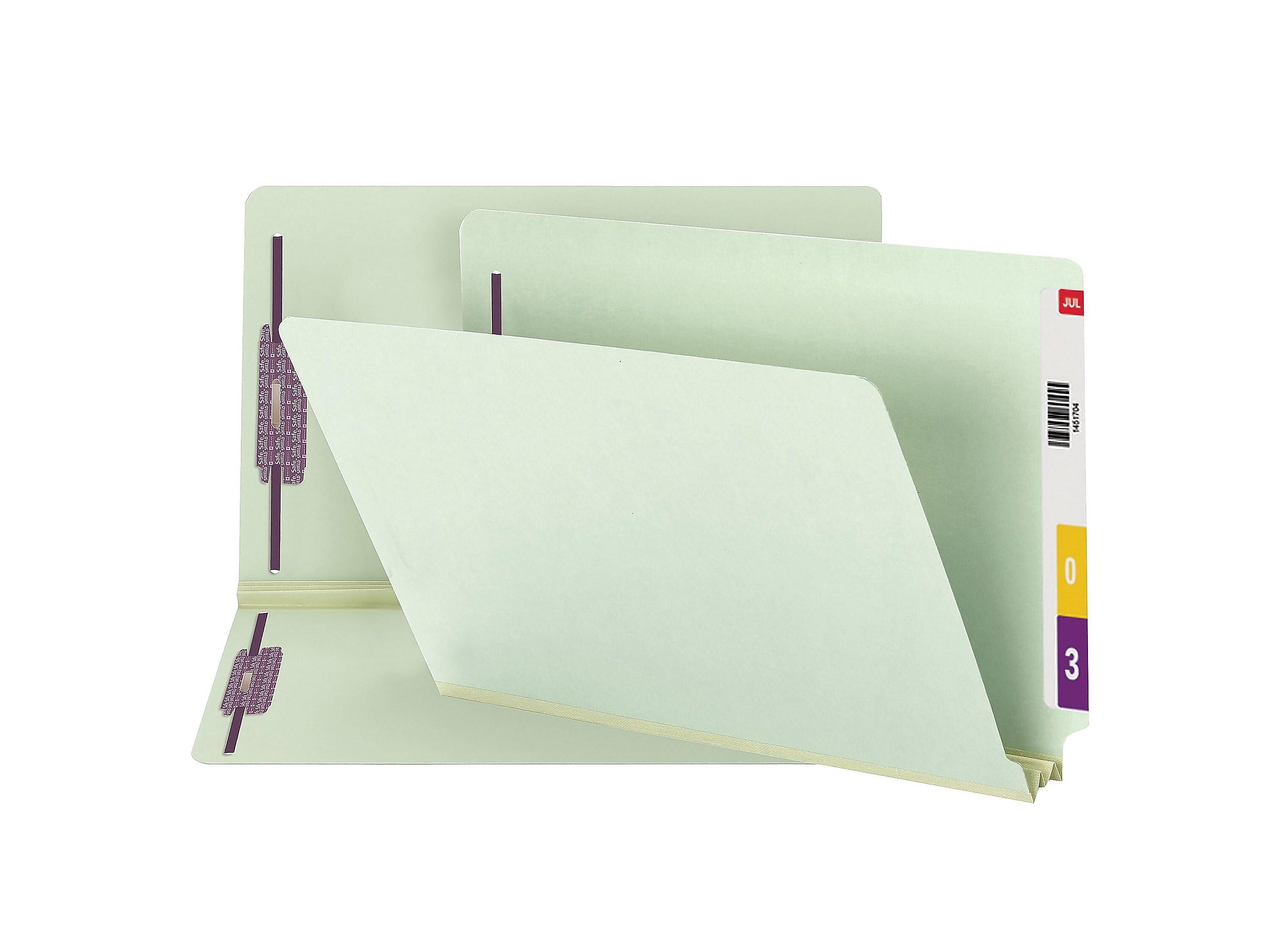 Smead End Tab Classification Folders with SafeSHIELD Fasteners, Legal Size, Gray/Green, 25/Box