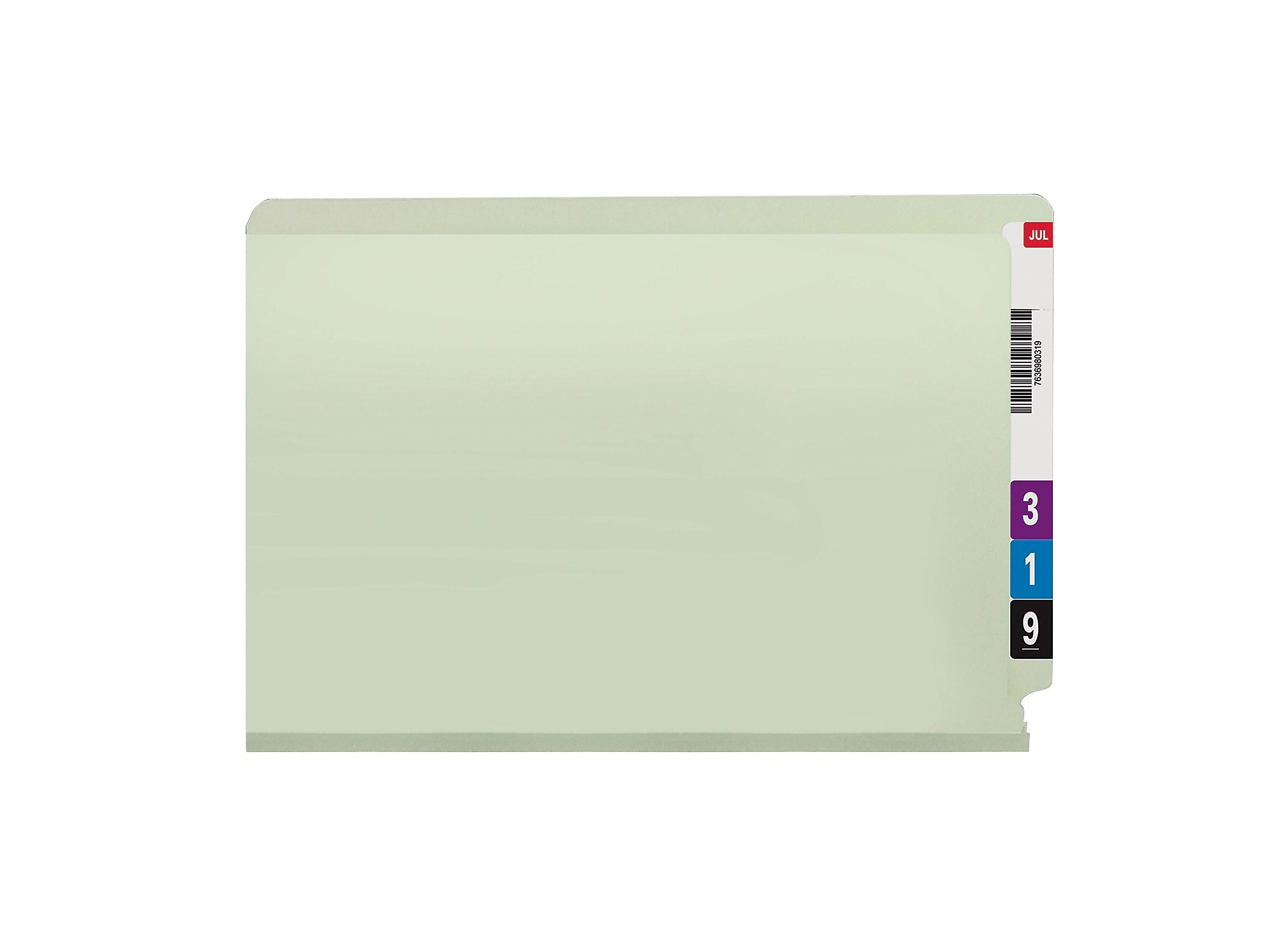 Smead End Tab Classification Folders with SafeSHIELD Fasteners, Legal Size, Gray/Green, 25/Box