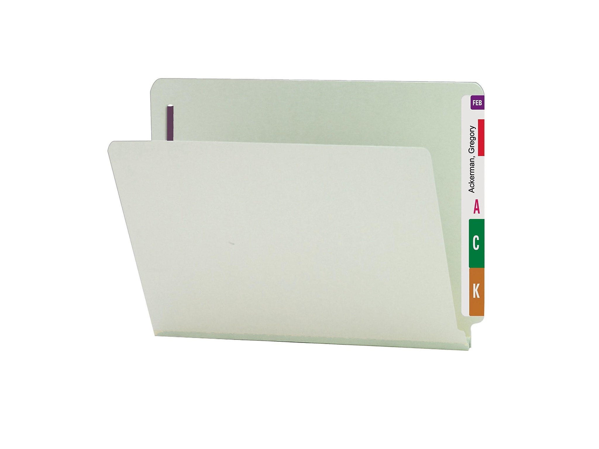 Smead End Tab Classification Folders with SafeSHIELD Fasteners, Letter Size, Gray/Green, 25/Box