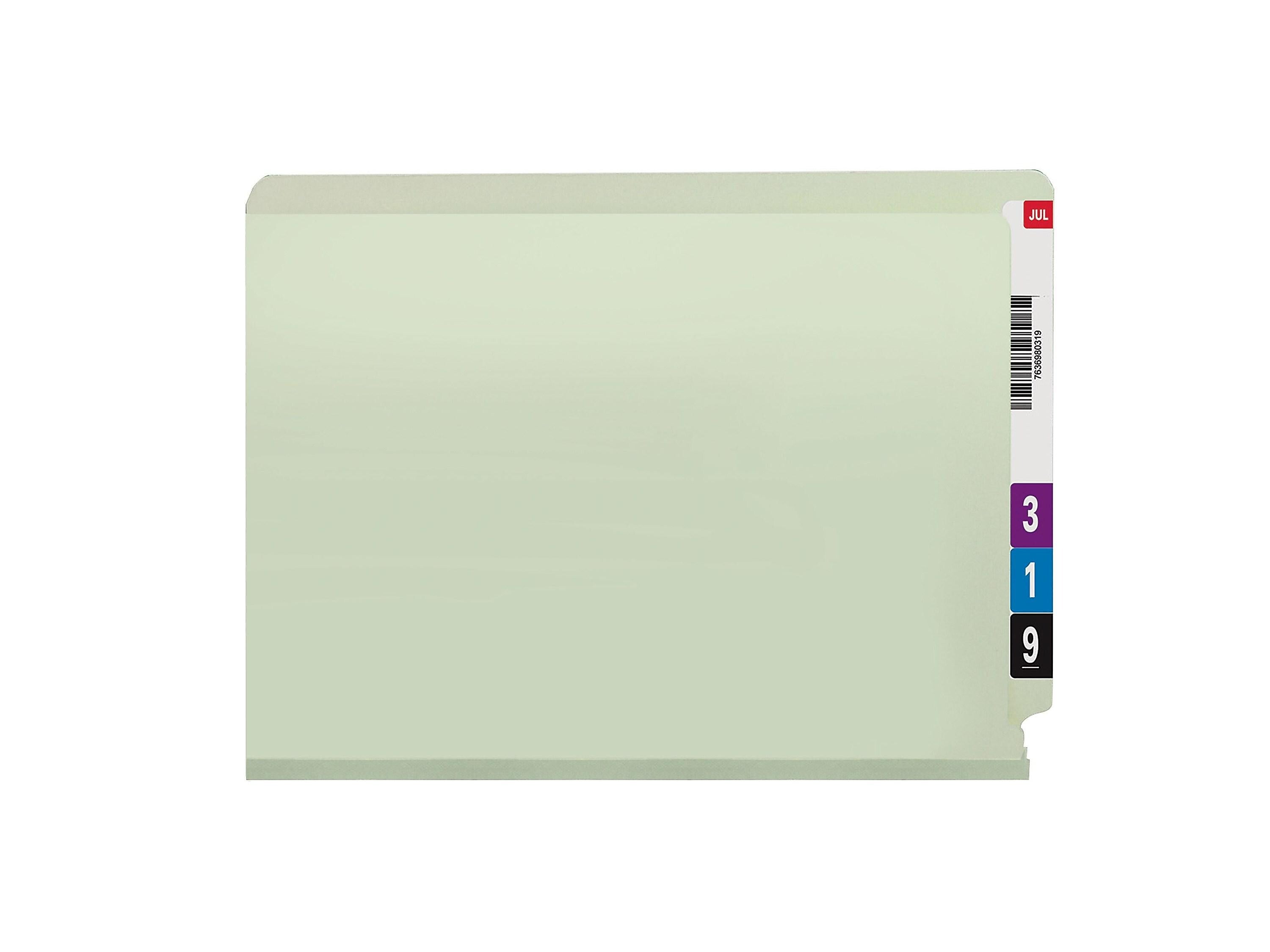 Smead End Tab Classification Folders with SafeSHIELD Fasteners, Letter Size, Gray/Green, 25/Box
