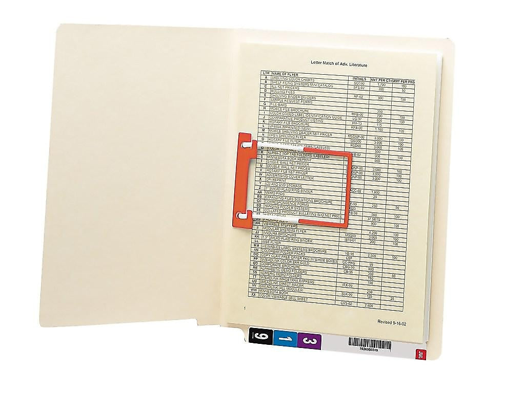 Smead End Tab Fastener Folder, Reinforced Straight-Cut Tab, 1 Fastener, Letter Size, Manila, 50 per Box