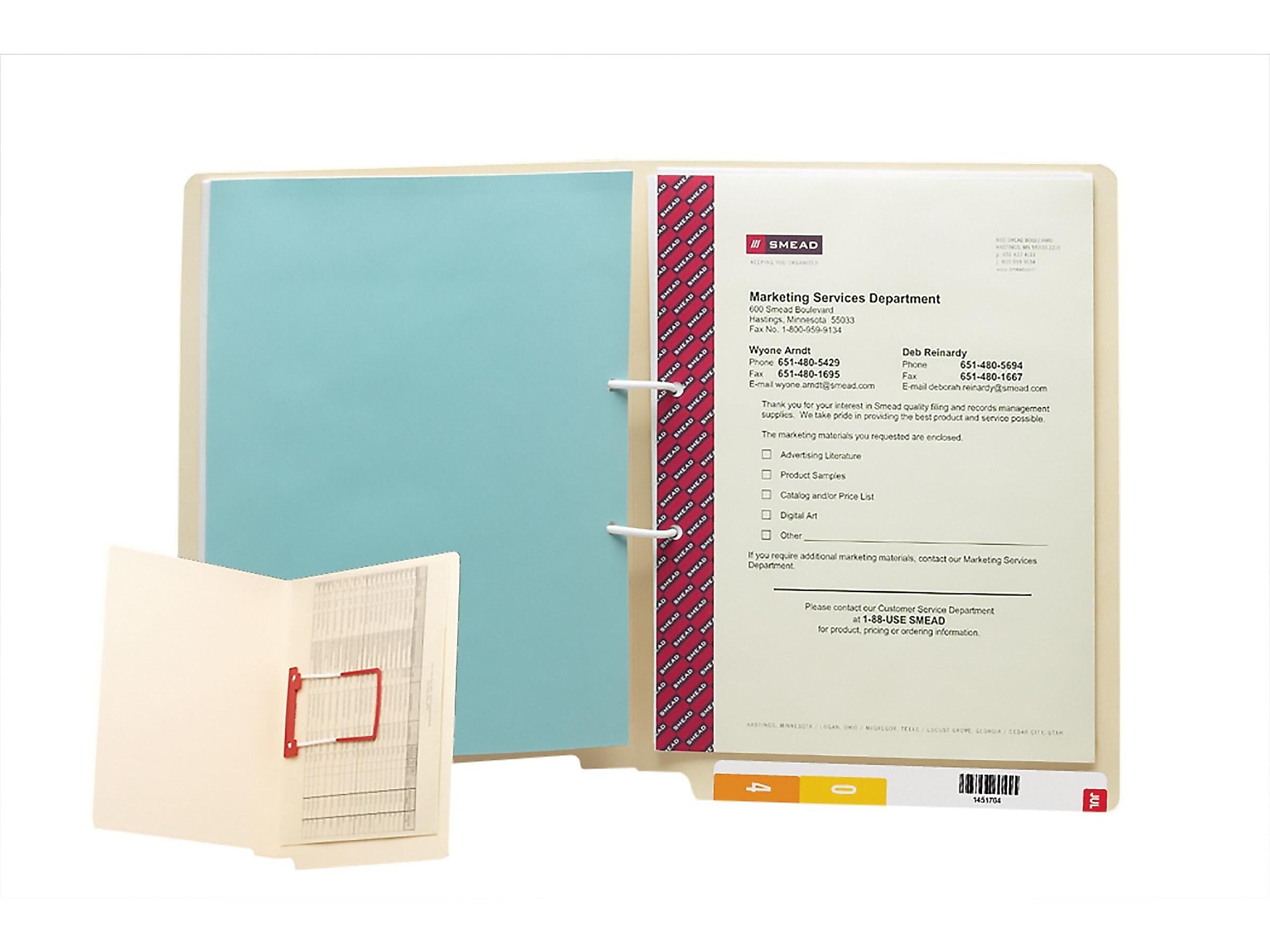 Smead End Tab Fastener Folder, Reinforced Straight-Cut Tab, 1 Fastener, Letter Size, Manila, 50 per Box