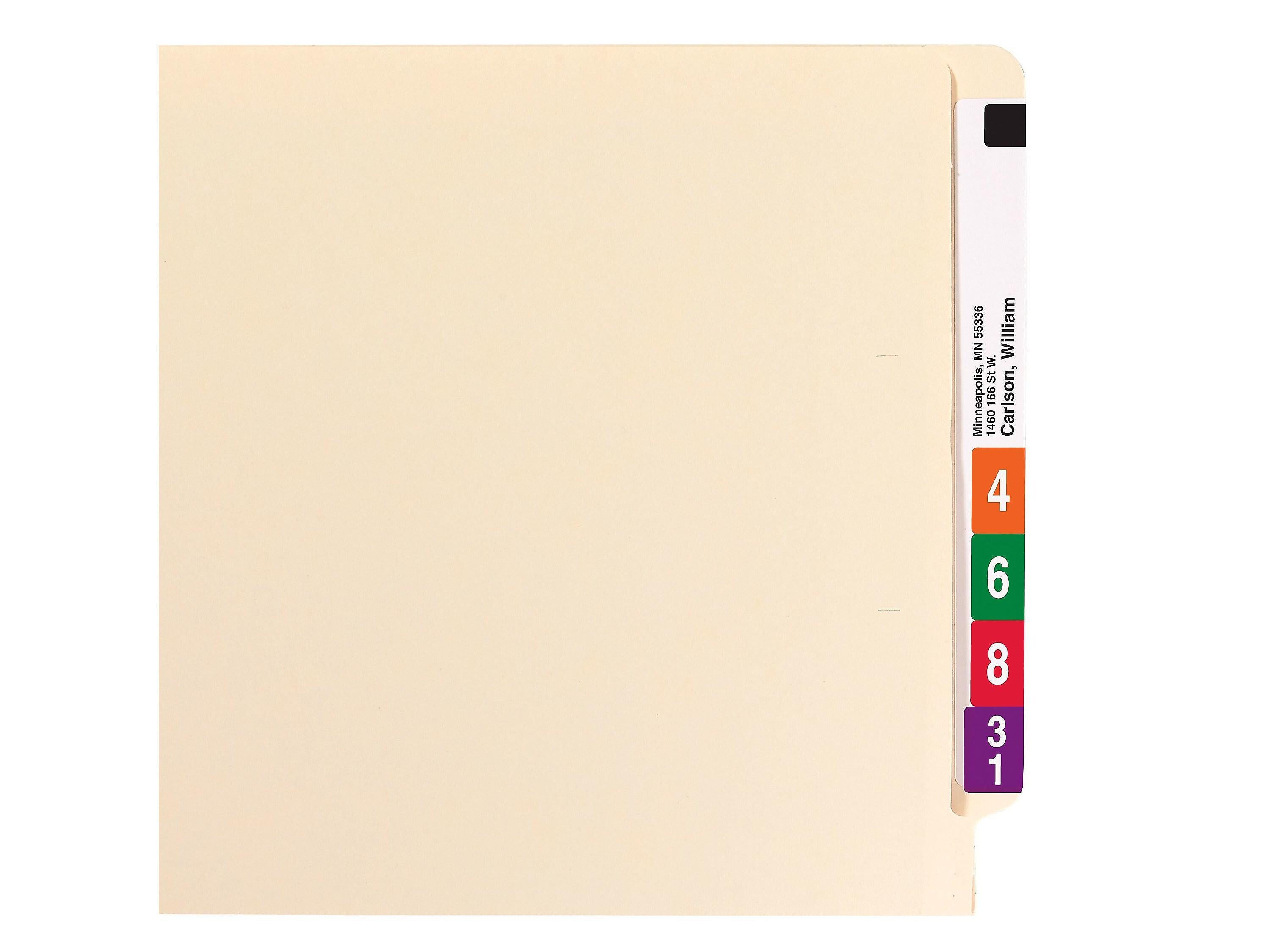 Smead End Tab Fastener Folders, Shelf-Master Reinforced Straight-Cut Tab, Letter Size, Manila, 50/Box