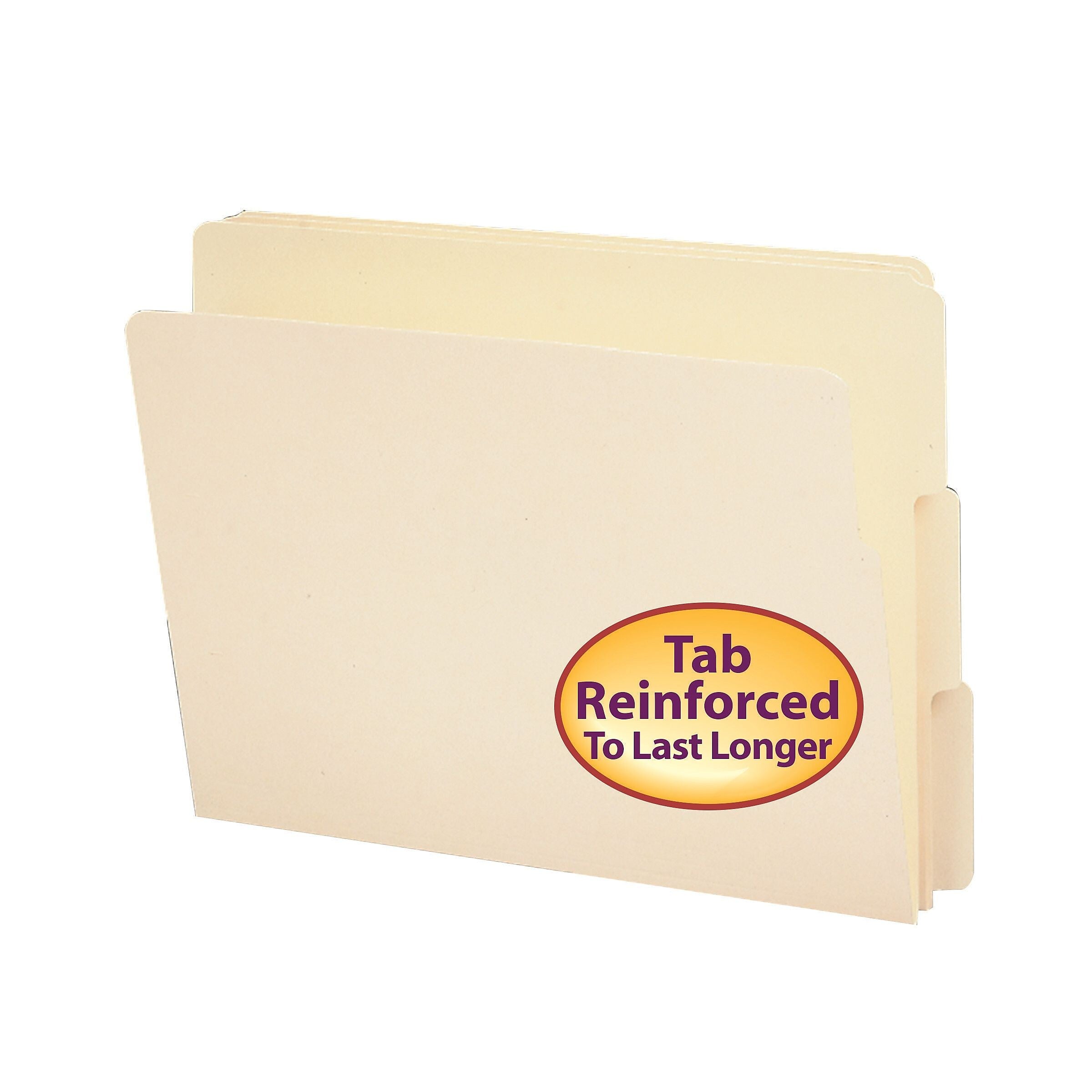Smead End Tab File Folder, Shelf-Master Reinforced 1/3-Cut Tab, Letter Size, Manila, 100/Box
