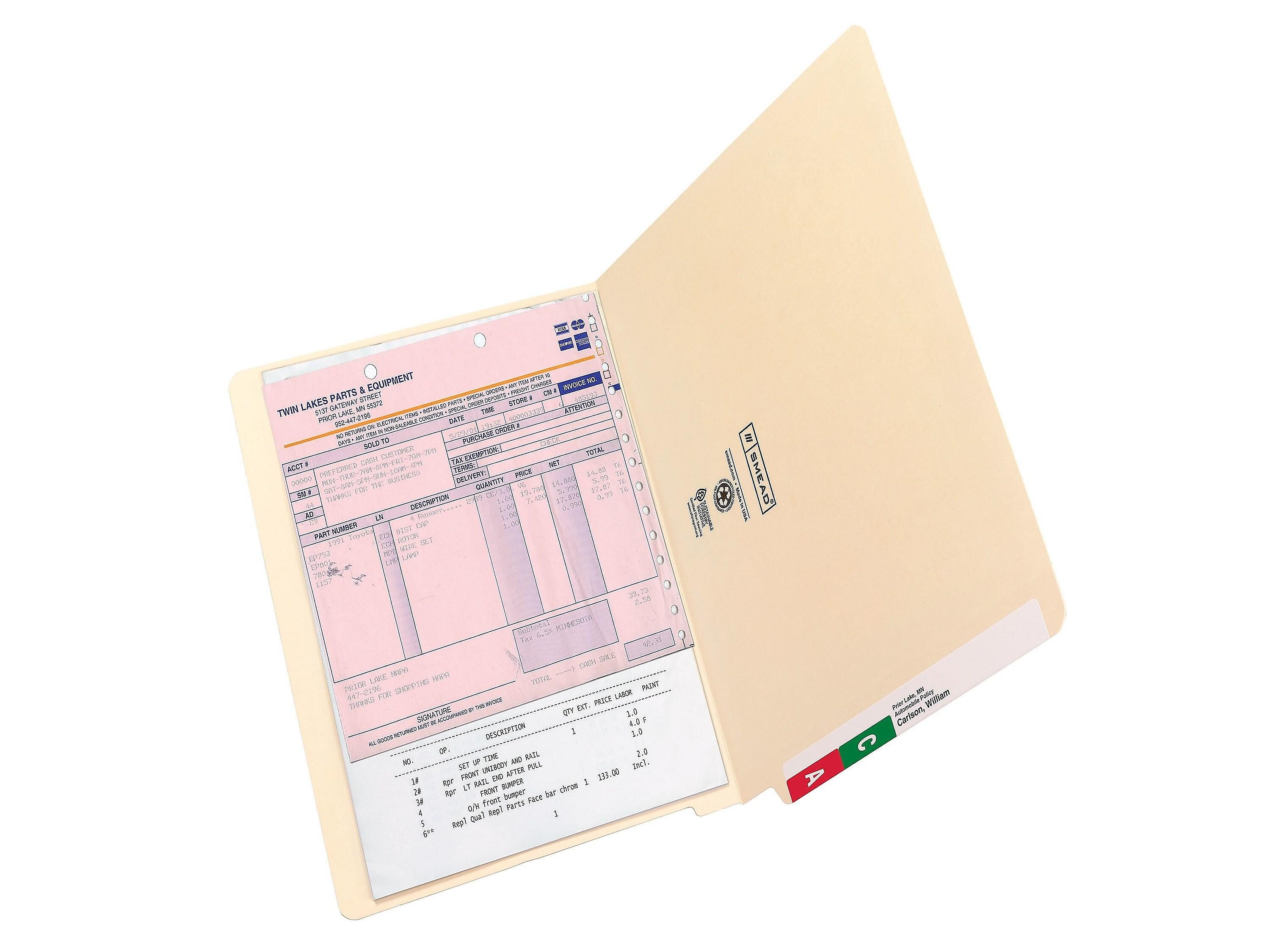 Smead End Tab File Folder, Shelf-Master Reinforced Straight-Cut Tab, Legal Size, Manila, 100/Box