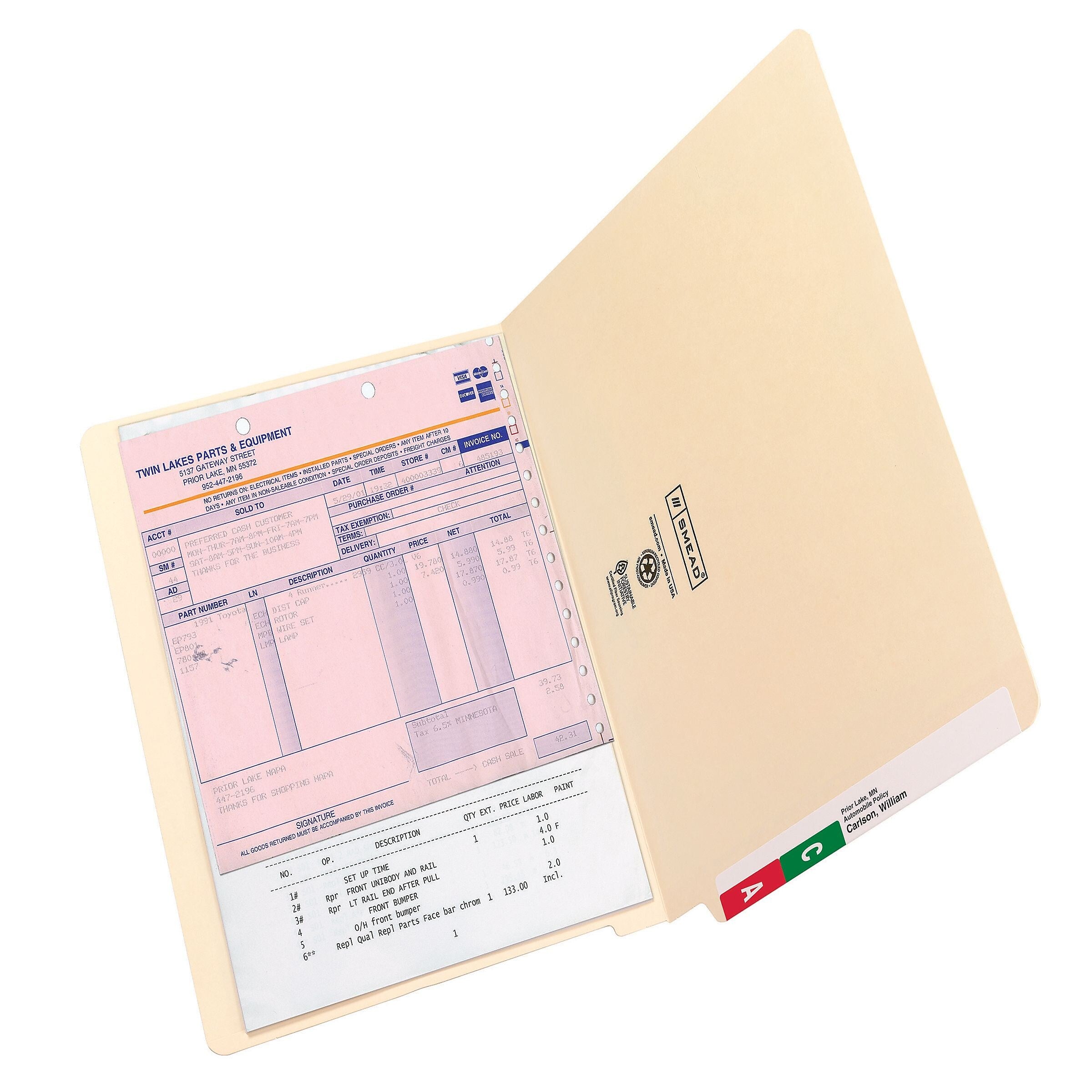 Smead End Tab File Folder, Shelf-Master Reinforced Straight-Cut Tab, Legal Size, Manila, 100/Box
