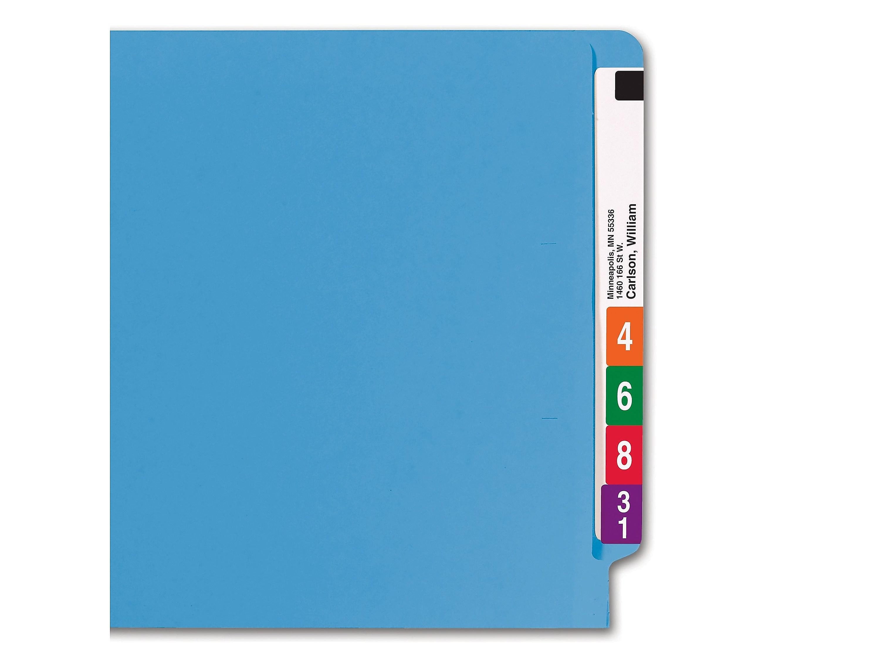 Smead End-Tab File Folders, Shelf-Master Reinforced Straight-Cut Tab, Letter Size, Blue, 100/Box