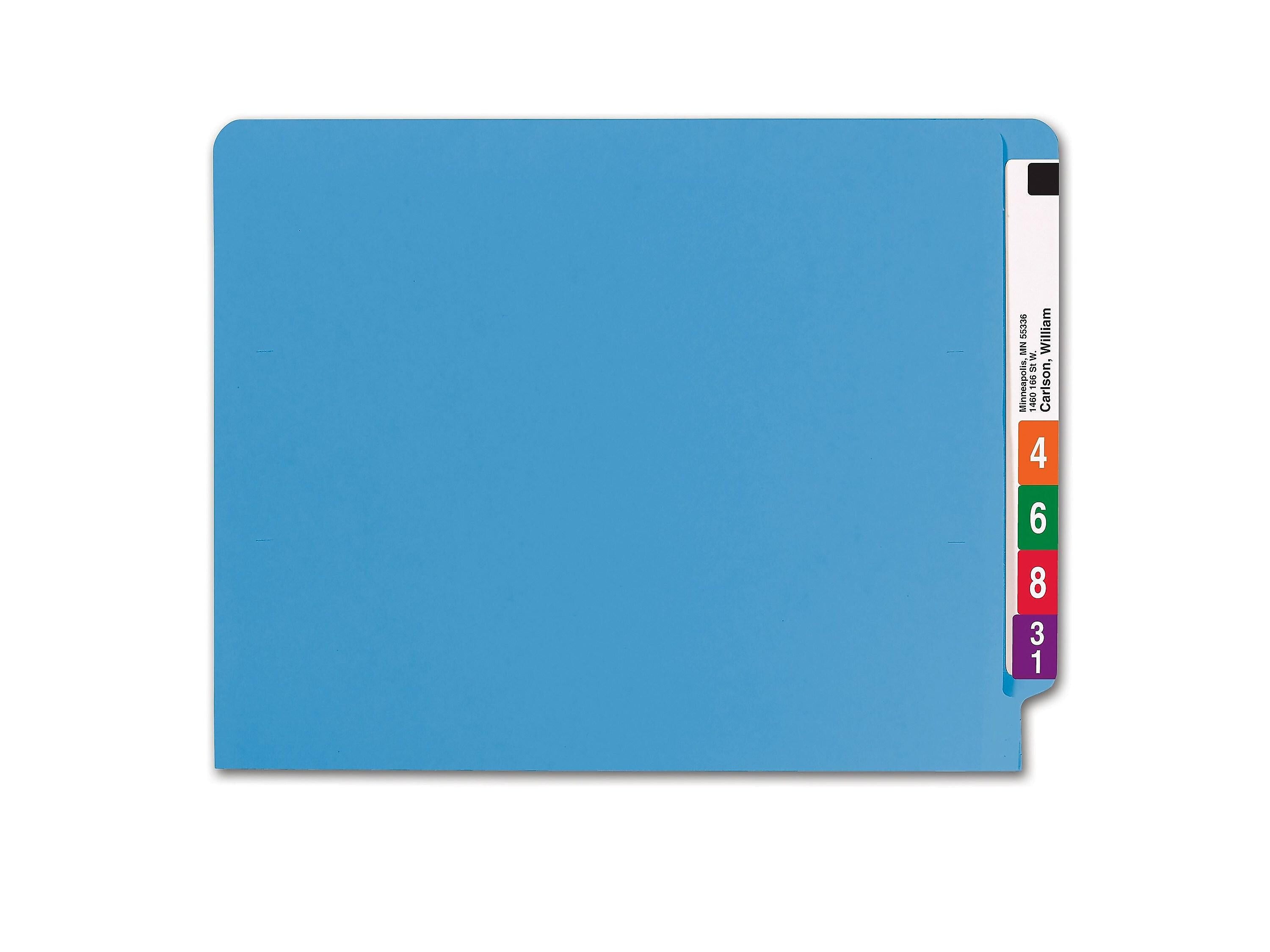 Smead End-Tab File Folders, Shelf-Master Reinforced Straight-Cut Tab, Letter Size, Blue, 100/Box