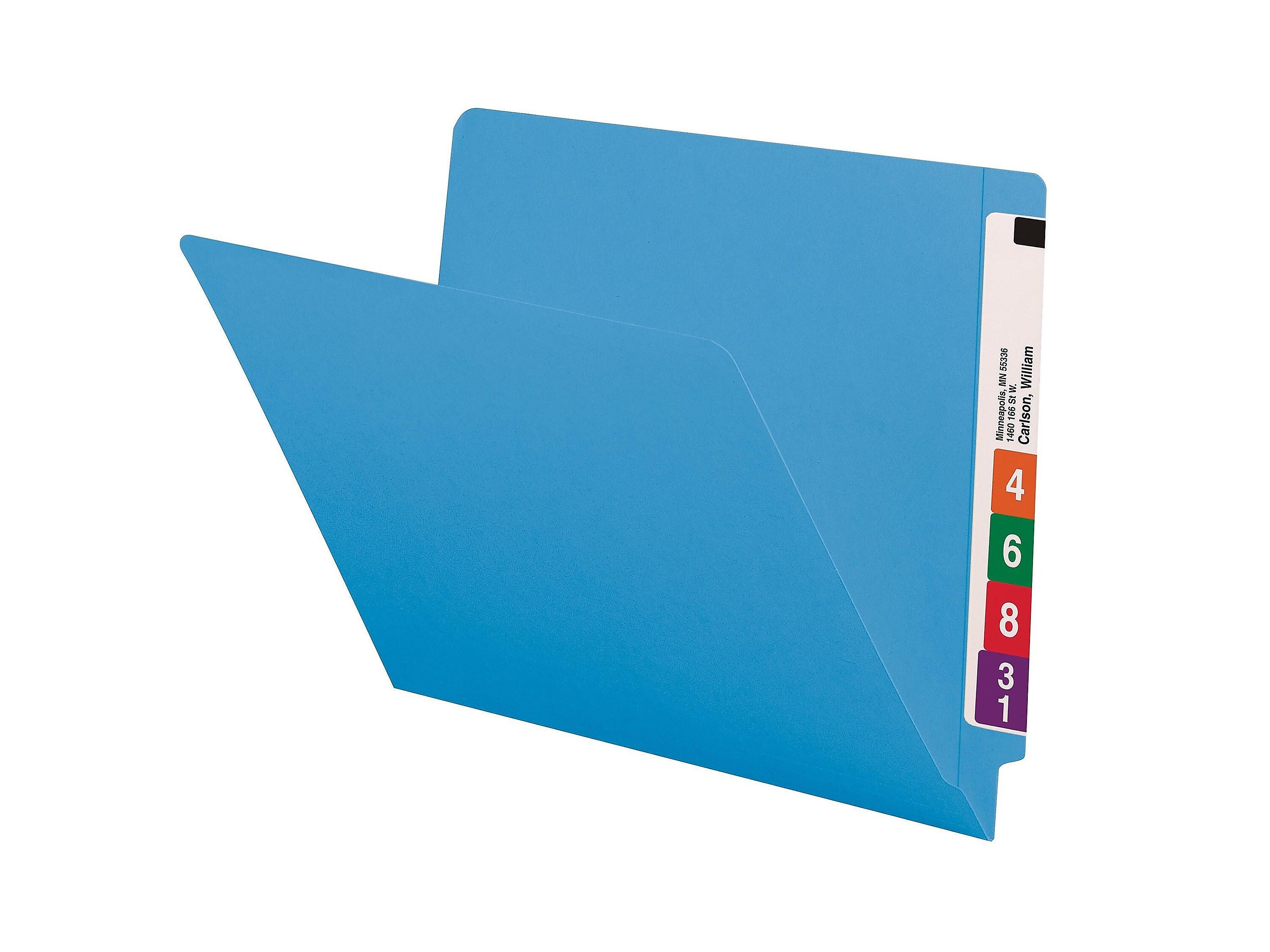 Smead End-Tab File Folders, Shelf-Master Reinforced Straight-Cut Tab, Letter Size, Blue, 100/Box