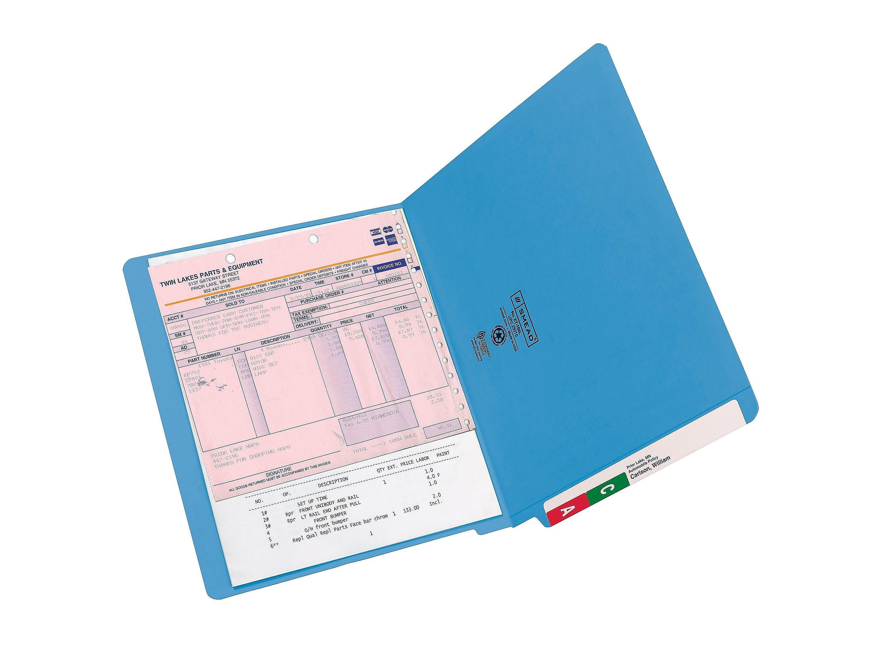 Smead End-Tab File Folders, Shelf-Master Reinforced Straight-Cut Tab, Letter Size, Blue, 100/Box