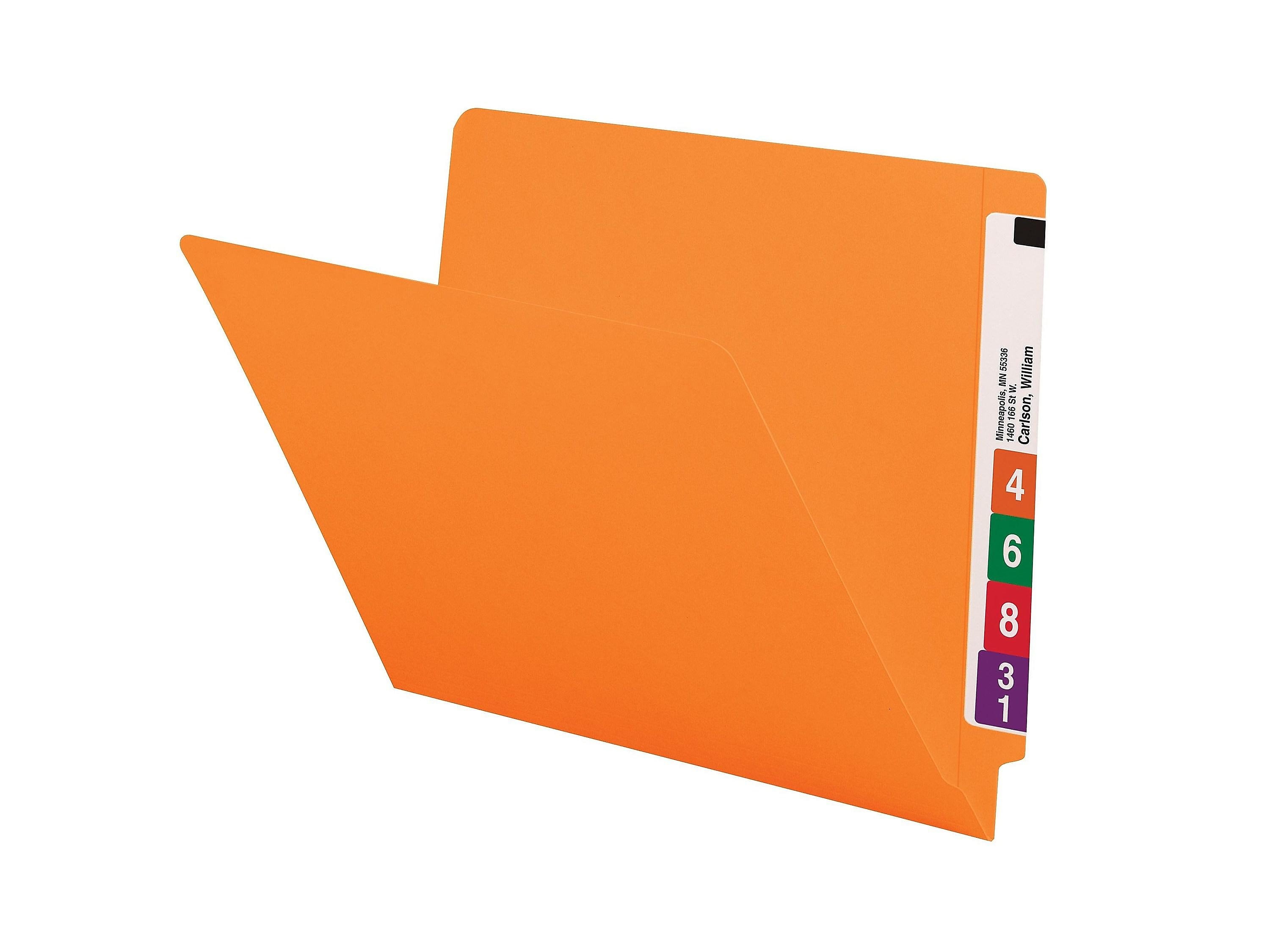Smead End-Tab File Folders, Shelf-Master Reinforced Straight-Cut Tab, Letter Size, Orange, 100/Box
