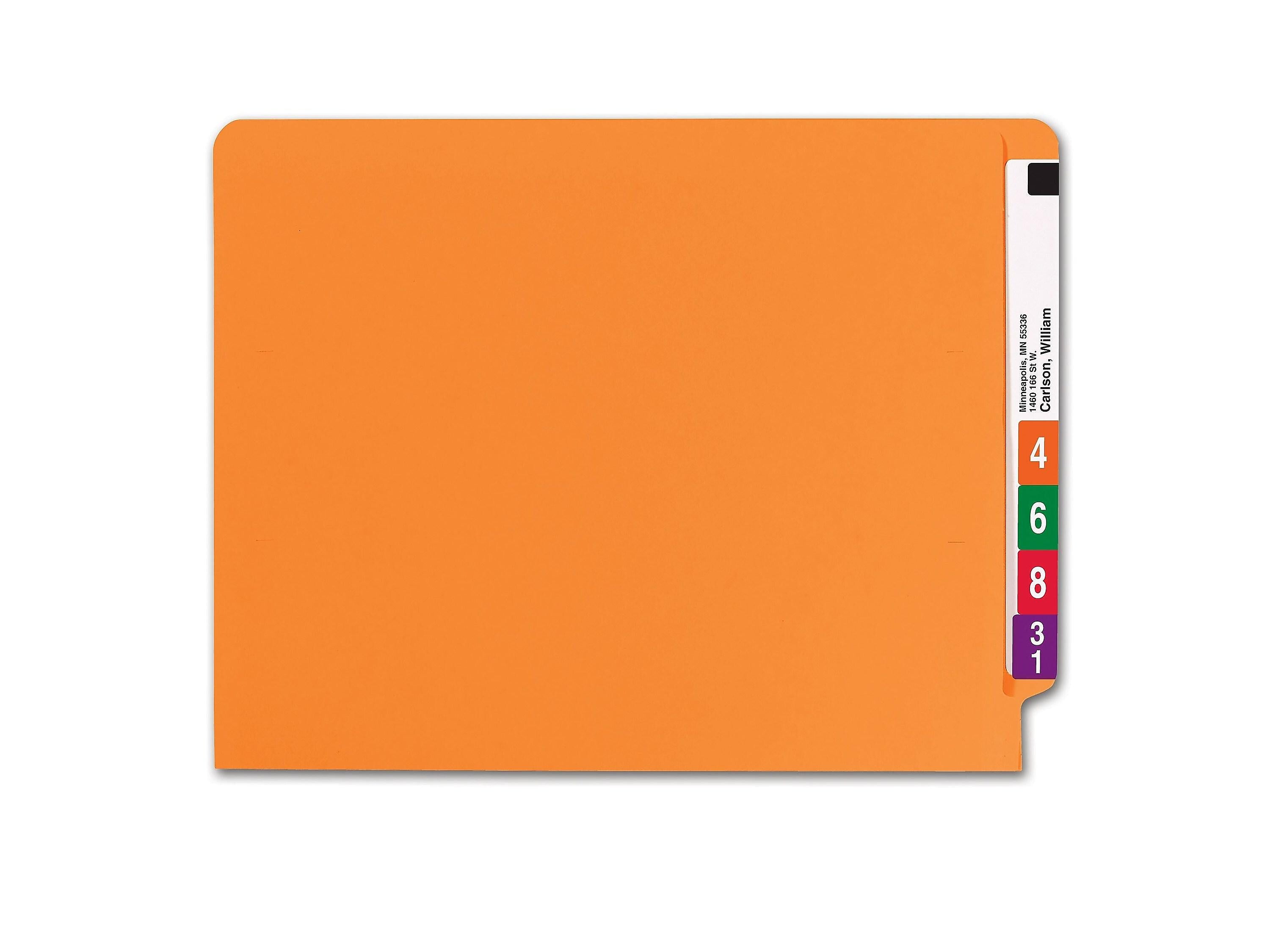 Smead End-Tab File Folders, Shelf-Master Reinforced Straight-Cut Tab, Letter Size, Orange, 100/Box