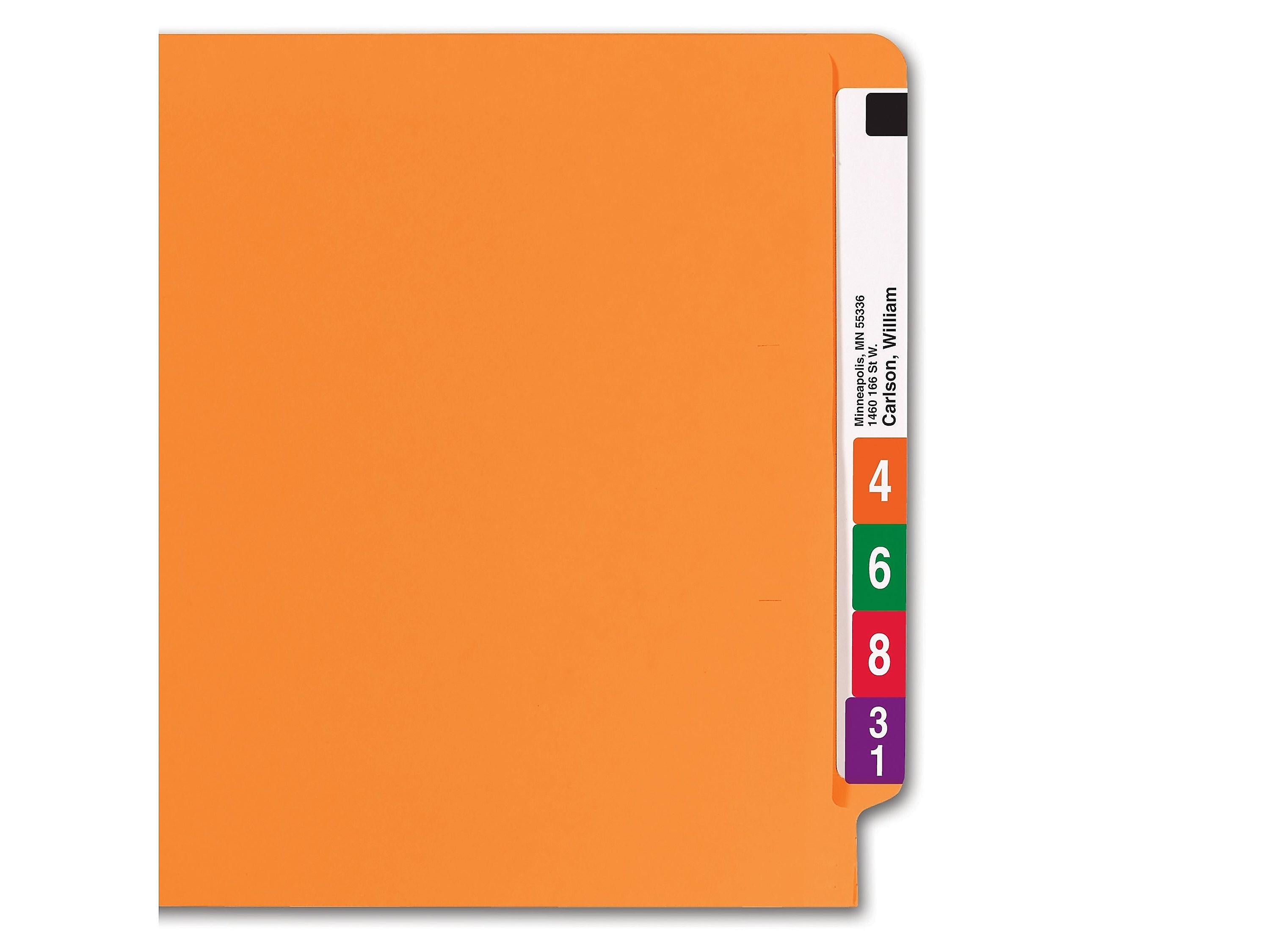 Smead End-Tab File Folders, Shelf-Master Reinforced Straight-Cut Tab, Letter Size, Orange, 100/Box