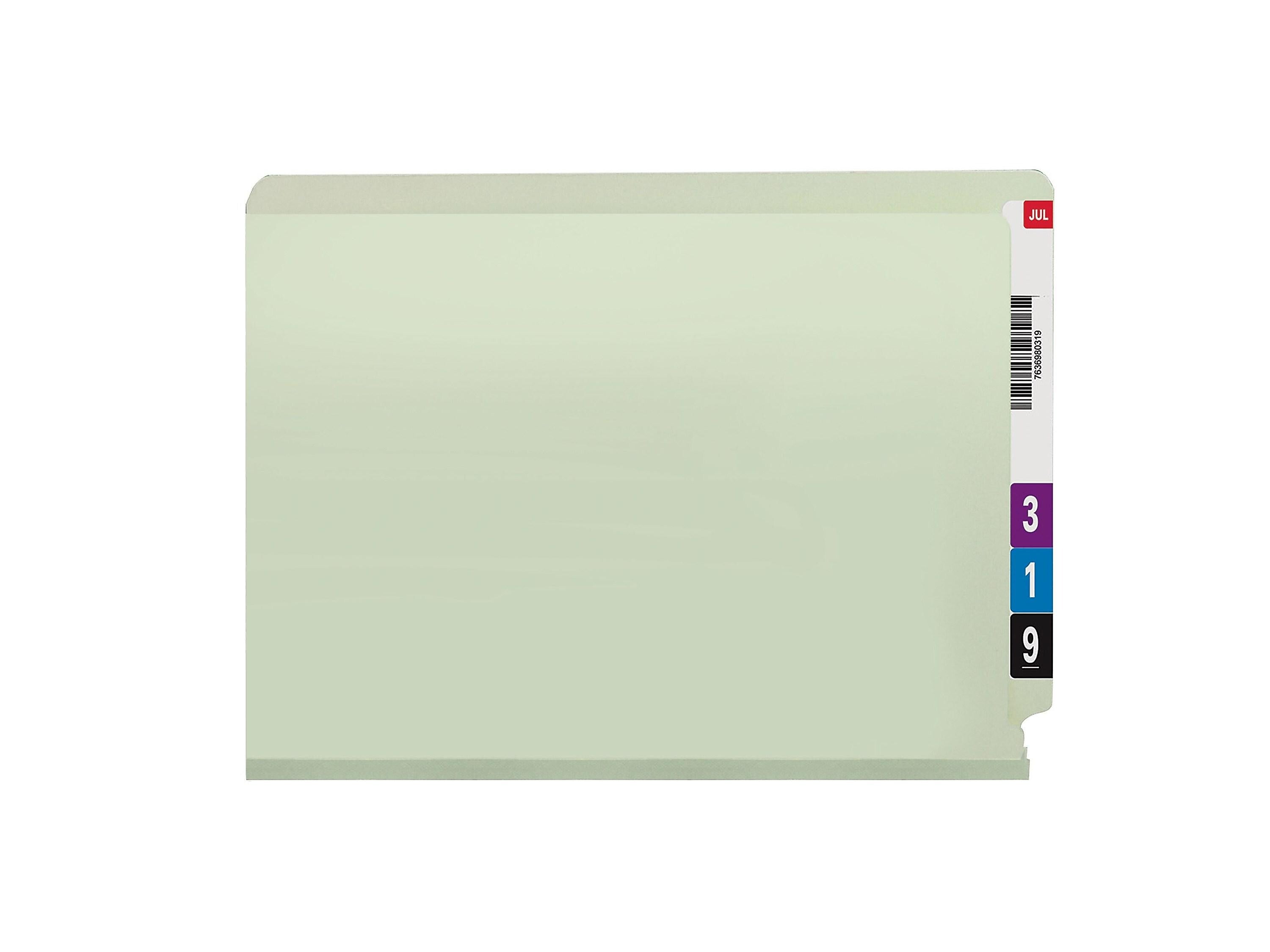 Smead End Tab Folders with SafeSHIELD Fasteners, Letter Size, Gray/Green, 25/Box