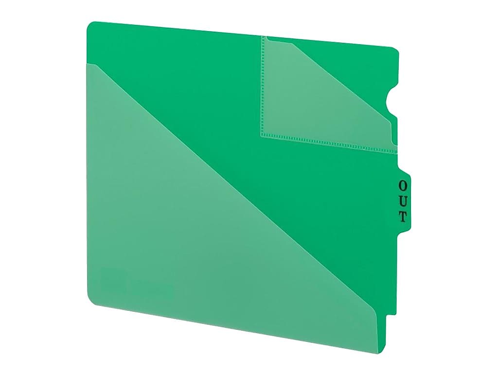 Smead End Tab Outguides, Two Pockets, Extra Wide Letter Size, Green, 50/Box