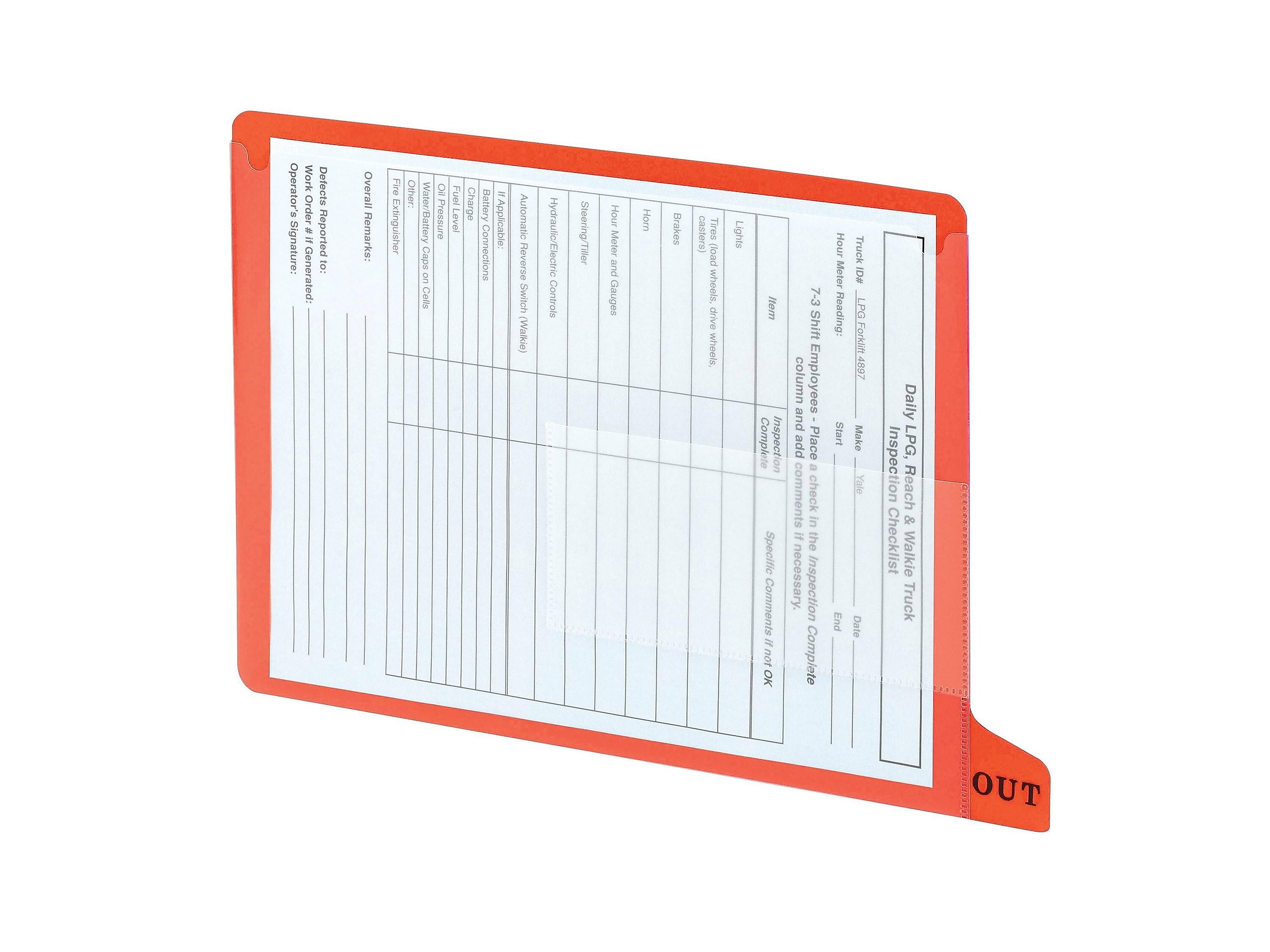 Smead End Tab Poly Outguides, Two Pocket, Bottom Position Tab, Letter Size, Red, 25/Box