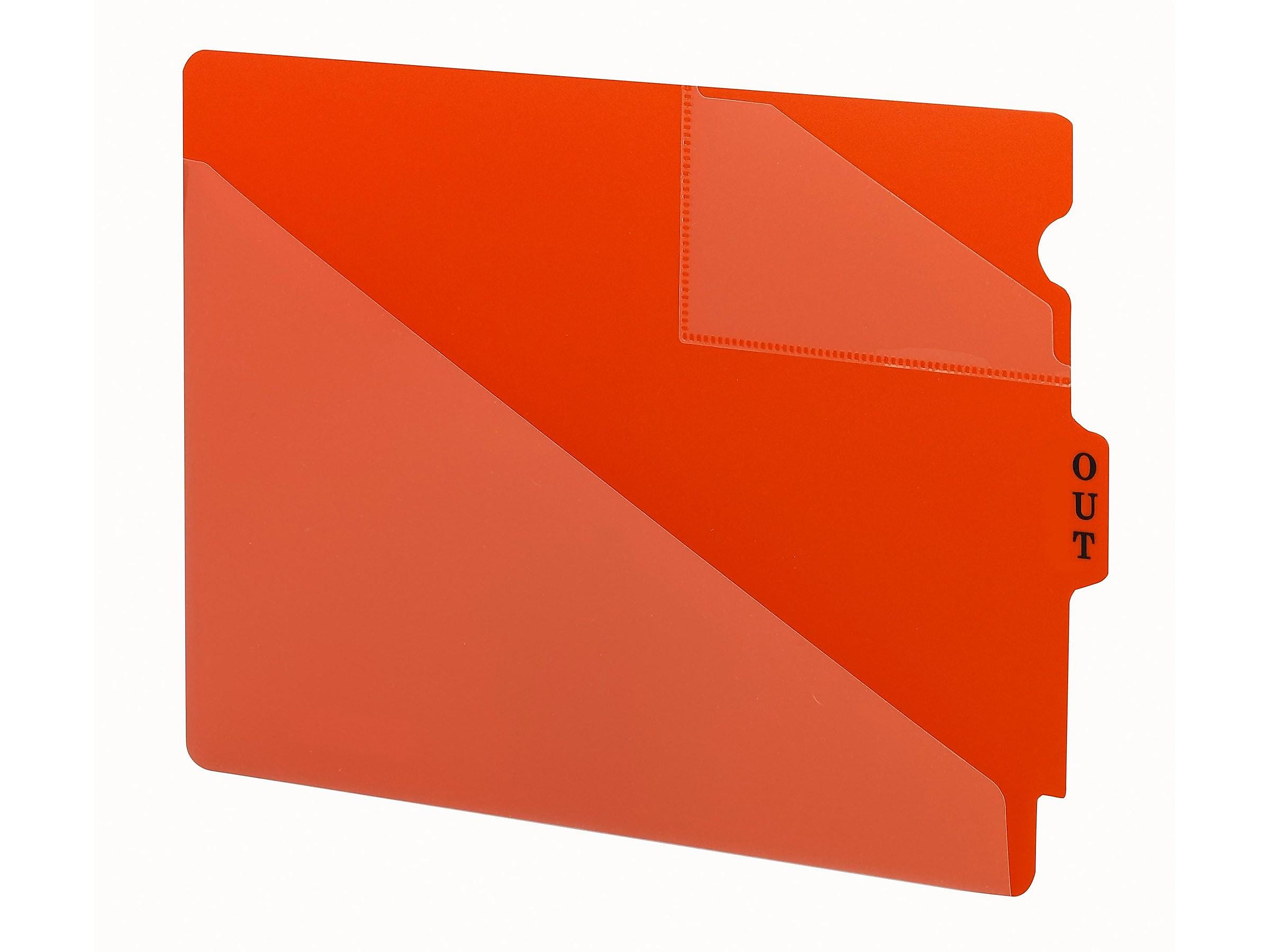 Smead End Tab Poly Outguides, Two Pocket, Center Position Tab, Extra Wide Letter Size, Red, 50/Box