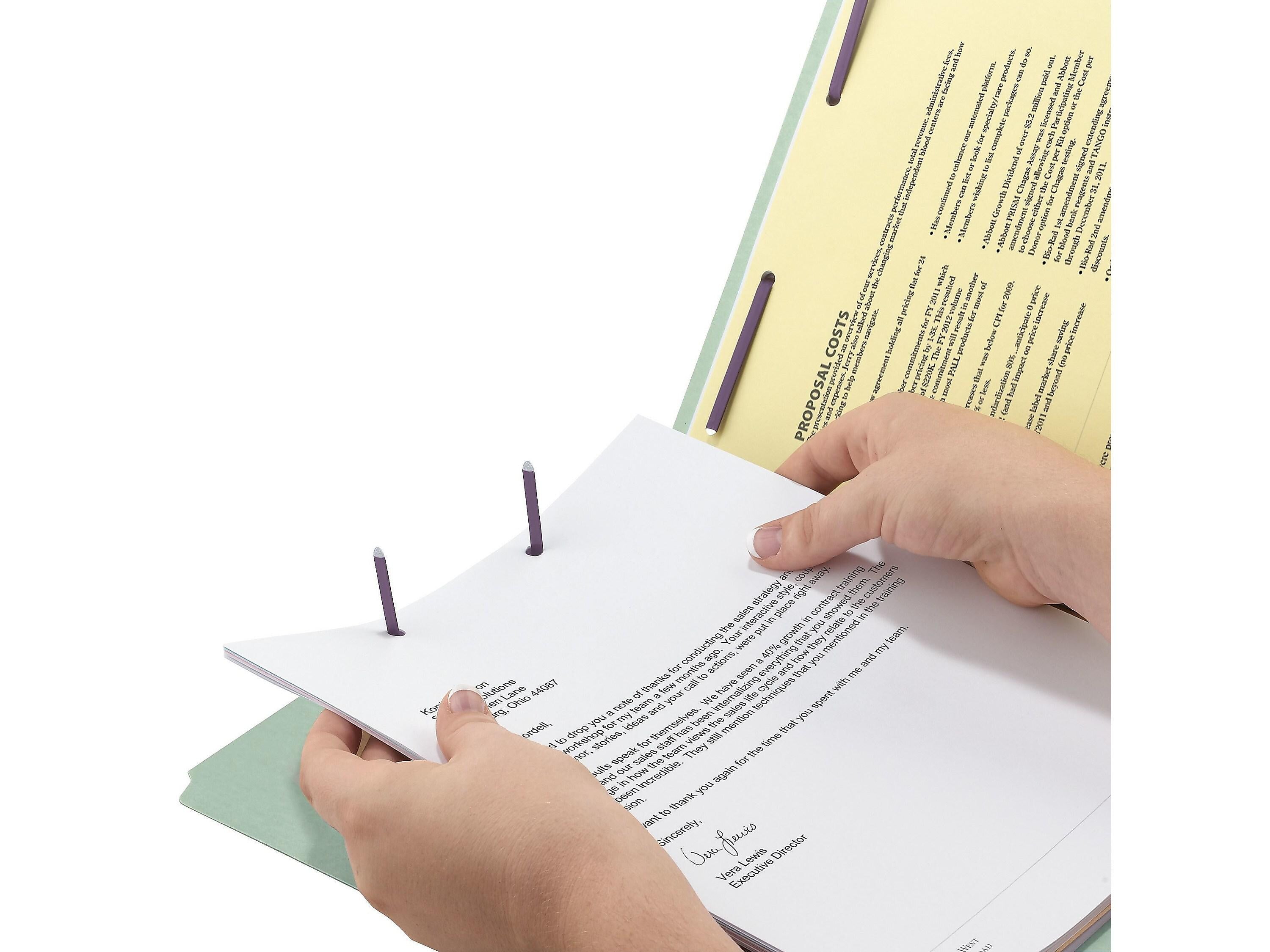 Smead End-Tab Pressboard Fastener File Folder with SafeSHIELD Fastener, Legal Size, Gray/Green, 25/Box