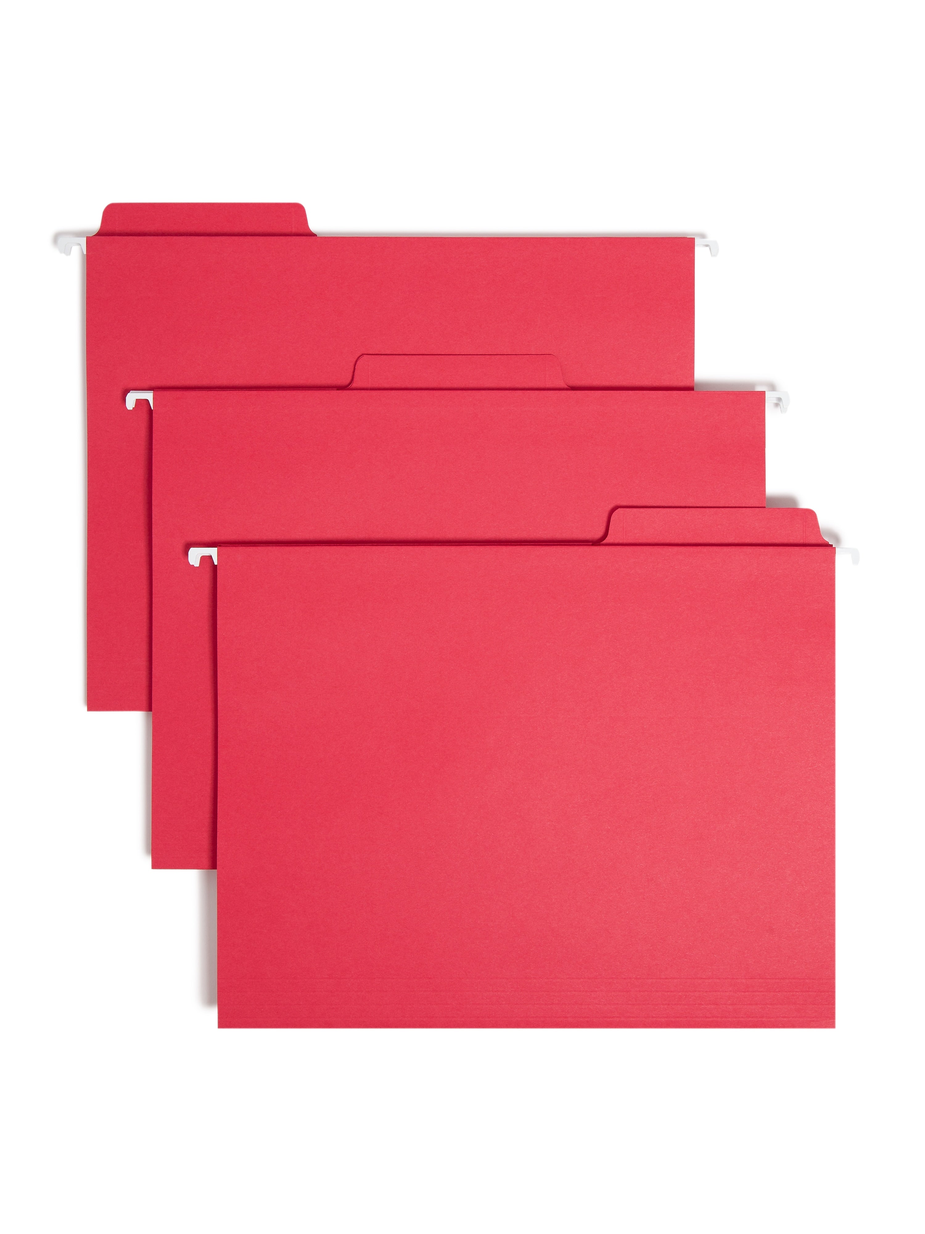 Smead FasTab Hanging File Folders, 1/3-Cut Tab, Letter Size, Red, 20/Box