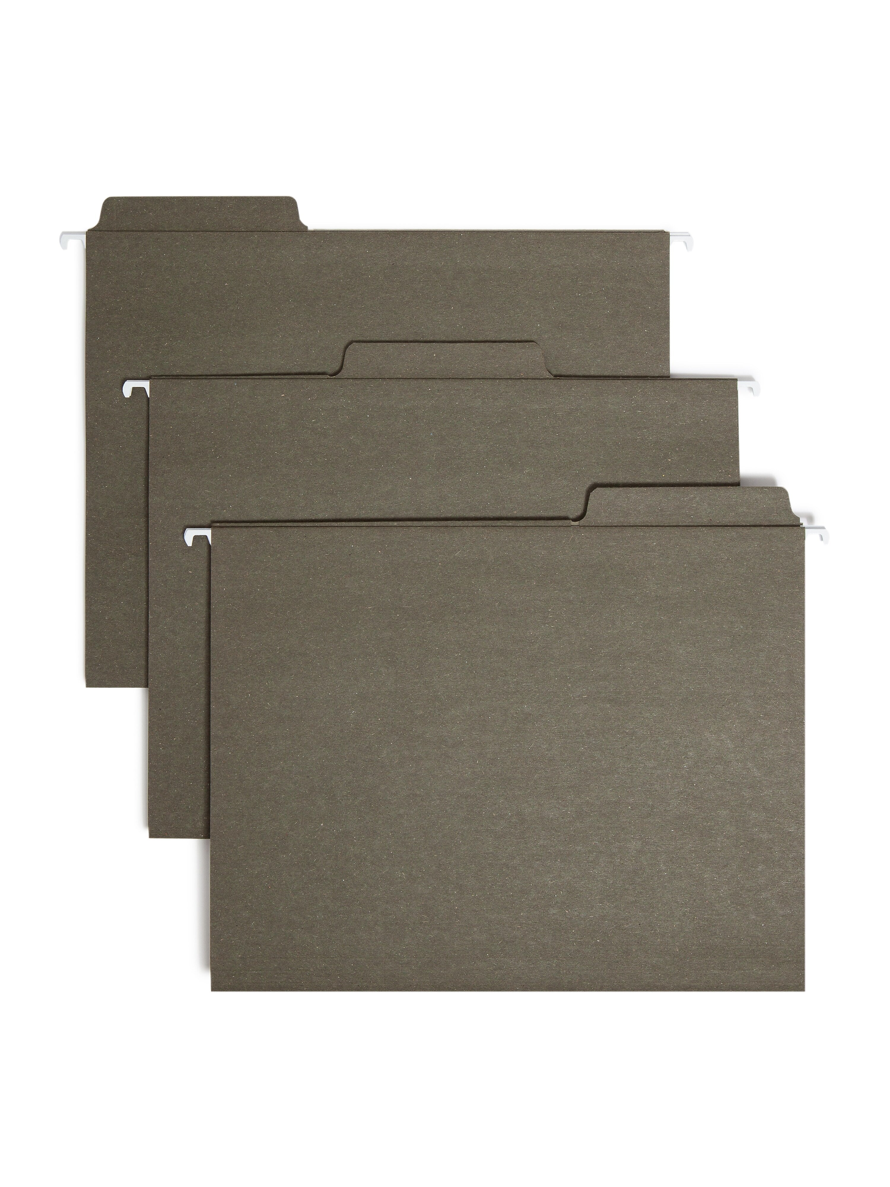 Smead FasTab Recycled Hanging File Folder, 1/3 Cut, Letter Size, Standard Green, 20/Box