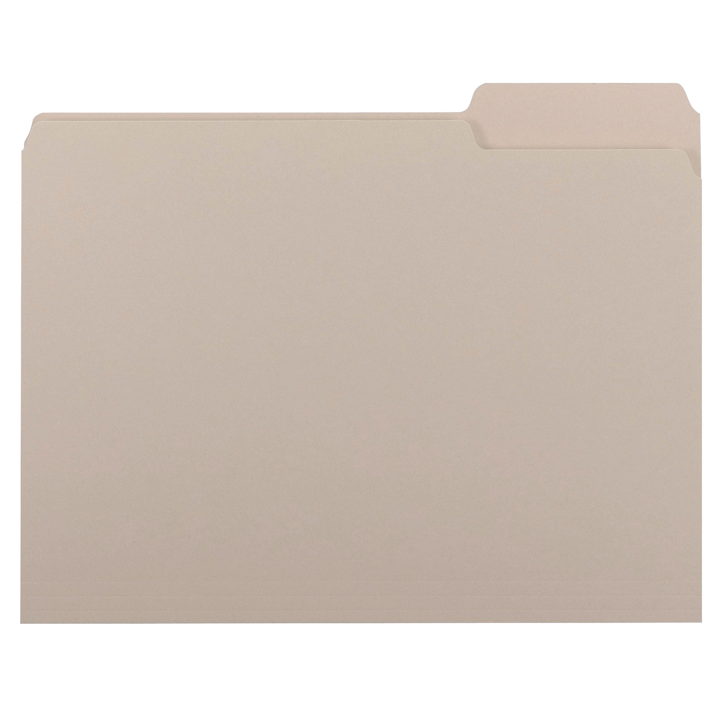 Smead File Folder, 3 Tab, Letter Size, Gray, 100/Box