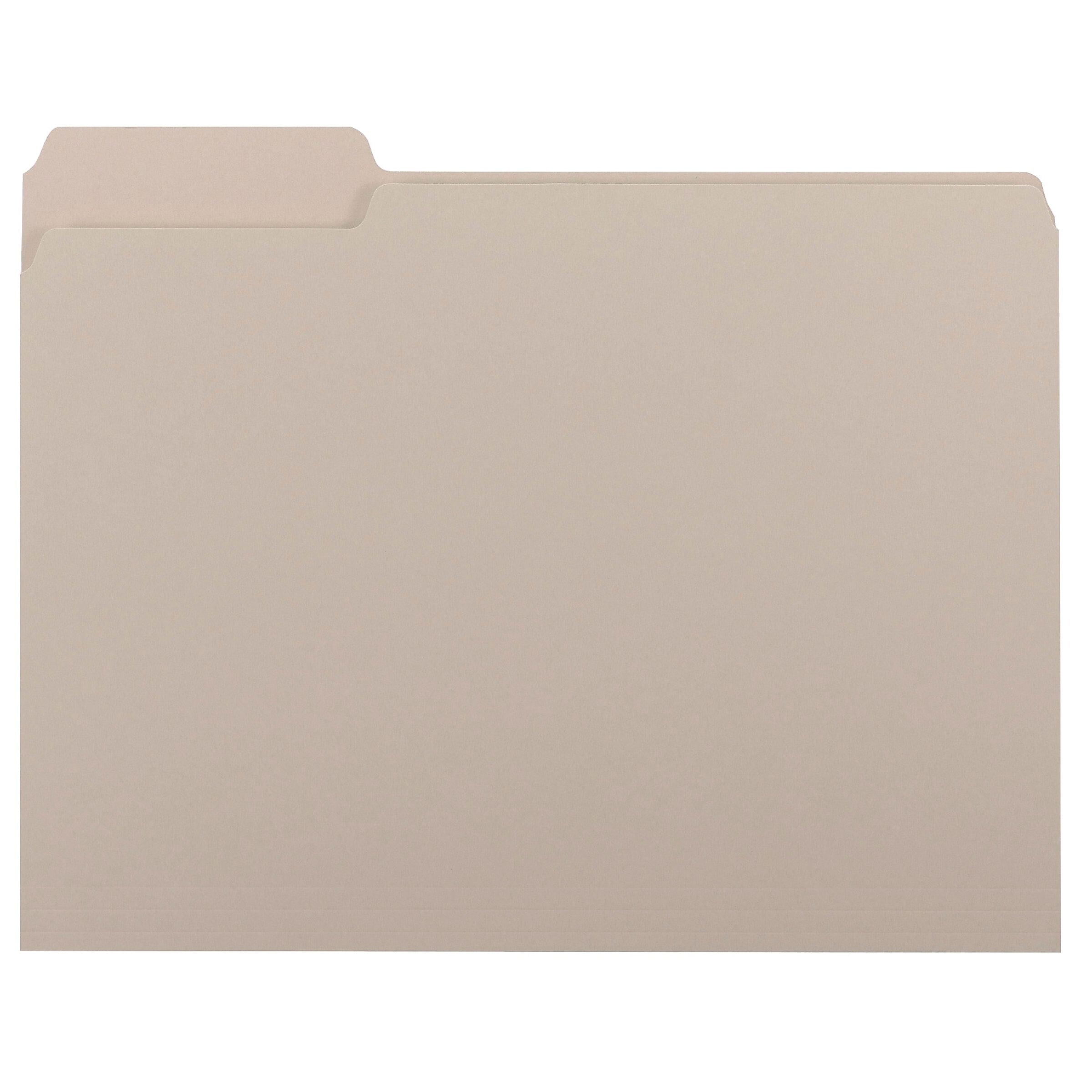 Smead File Folder, 3 Tab, Letter Size, Gray, 100/Box