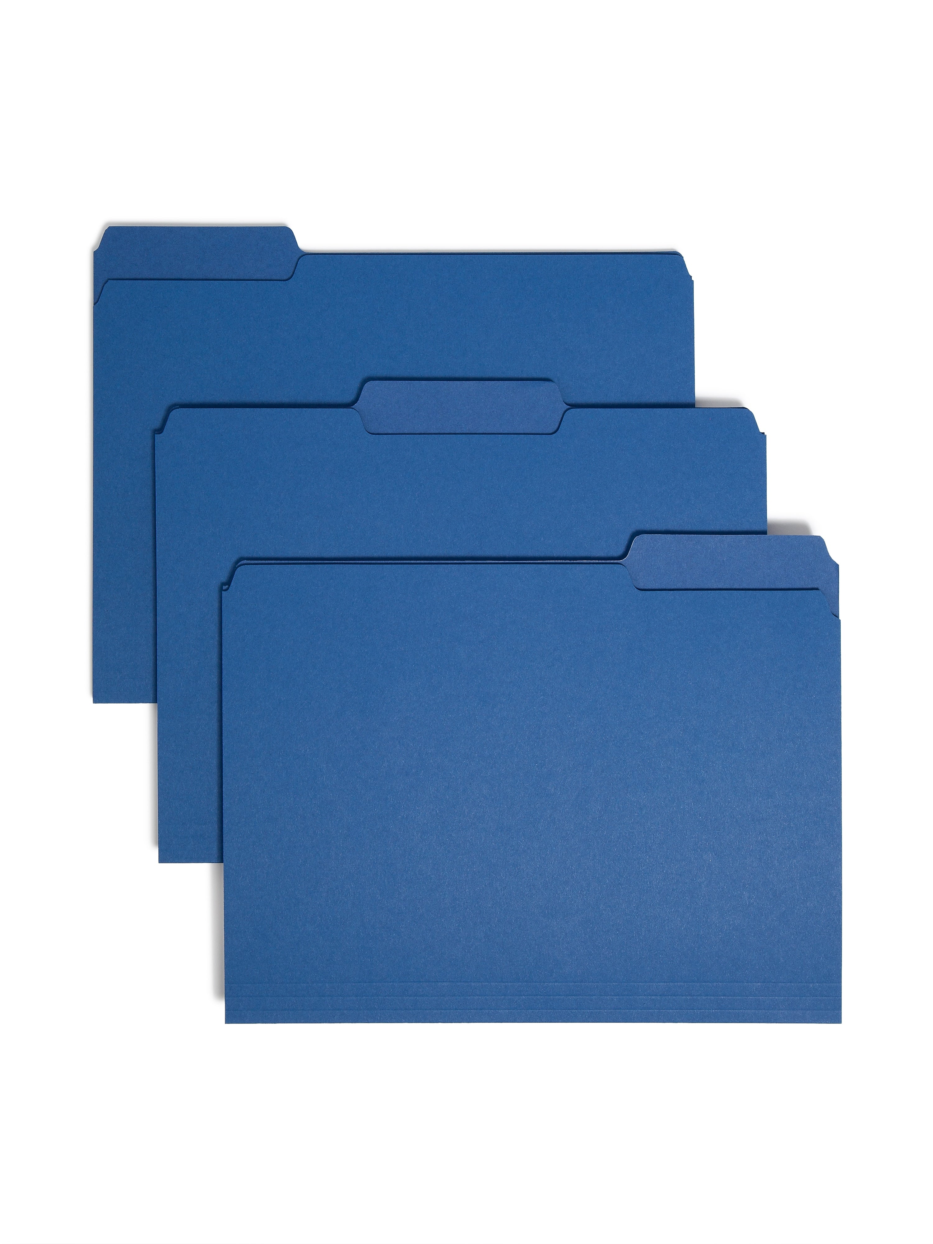 Smead File Folder, 3 Tab, Letter Size, Navy, 100/Box