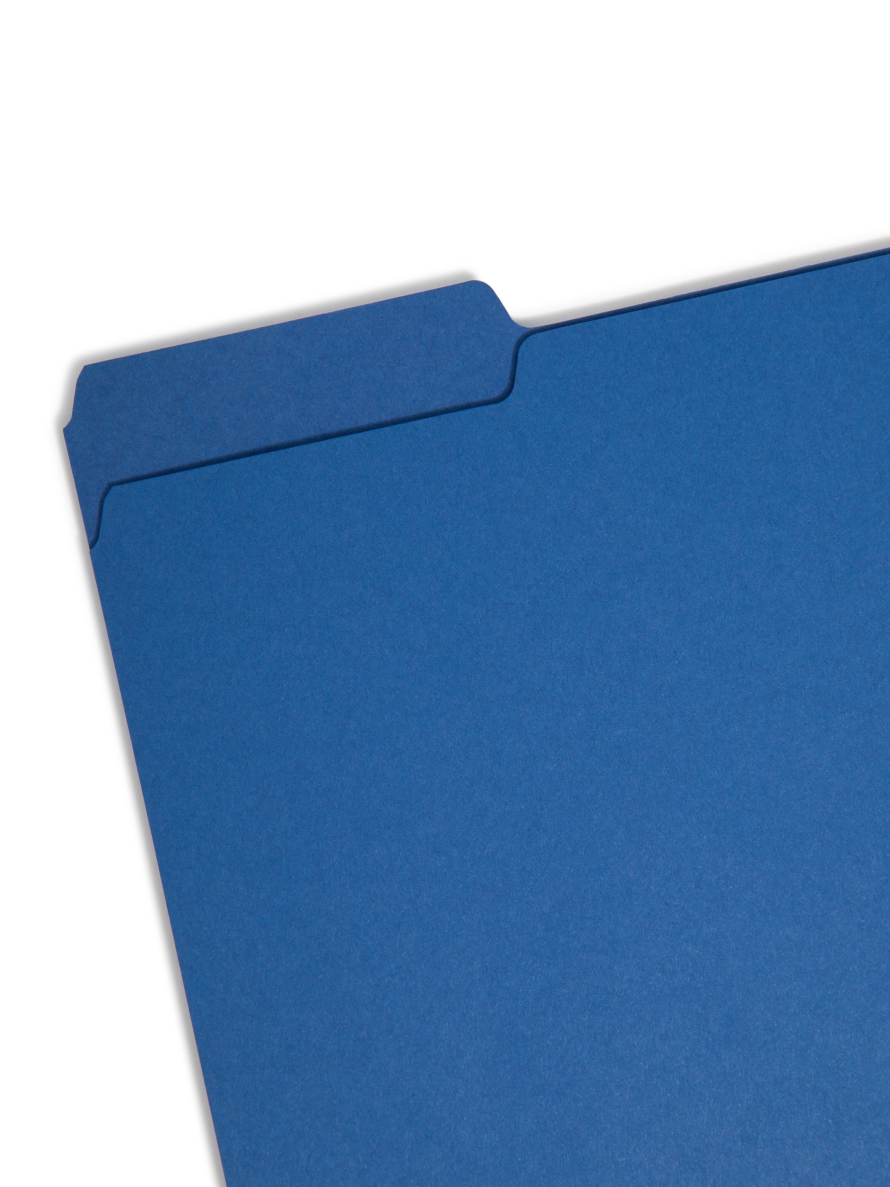 Smead File Folder, 3 Tab, Letter Size, Navy, 100/Box