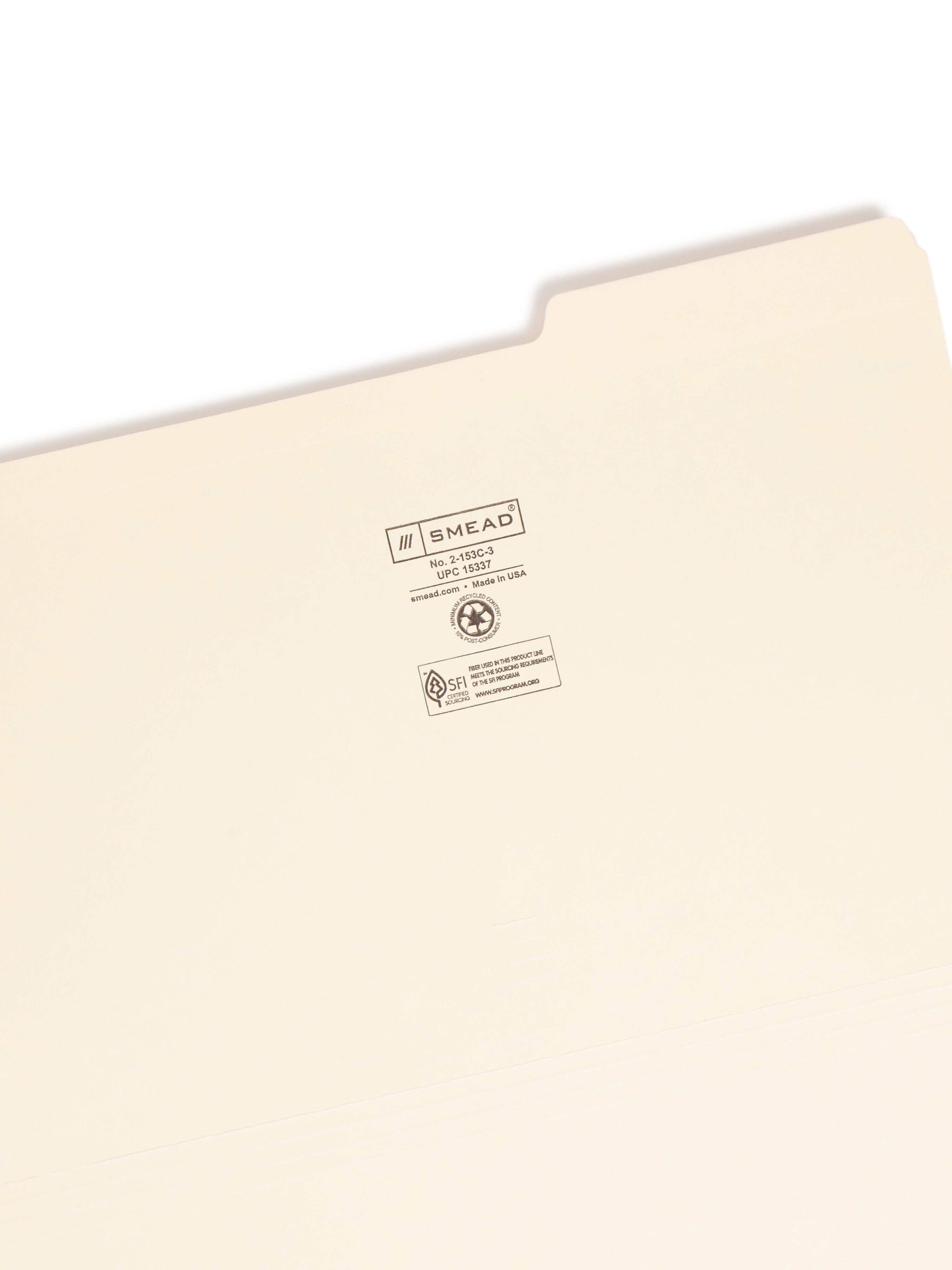 Smead® File Folder, Reinforced 1/3-Cut Tab Right Position, Legal Size, Manila, 100/Box