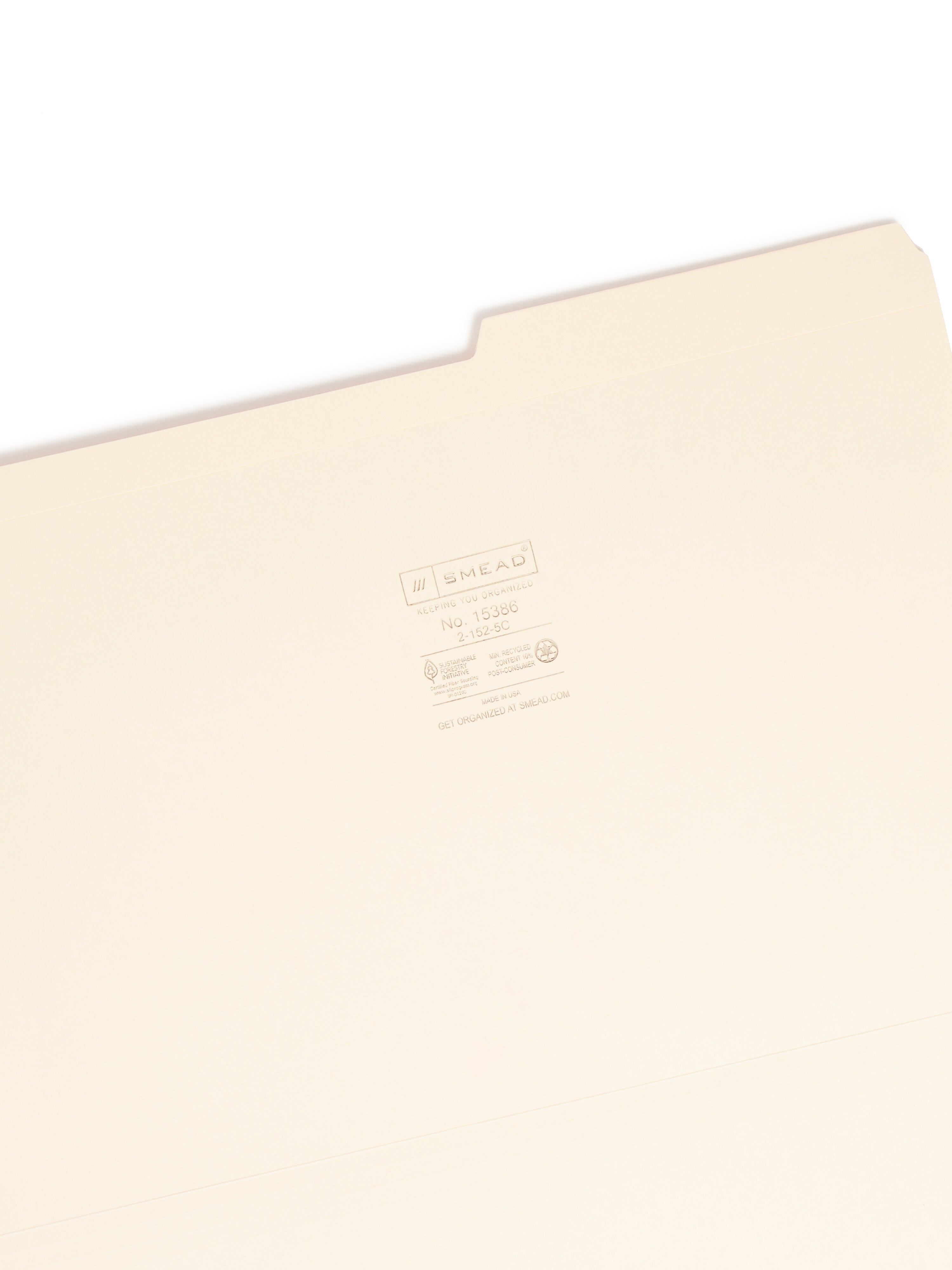 Smead File Folder, Reinforced 2/5-Cut Tab Right Position, Legal Size, Manila, 100/Box