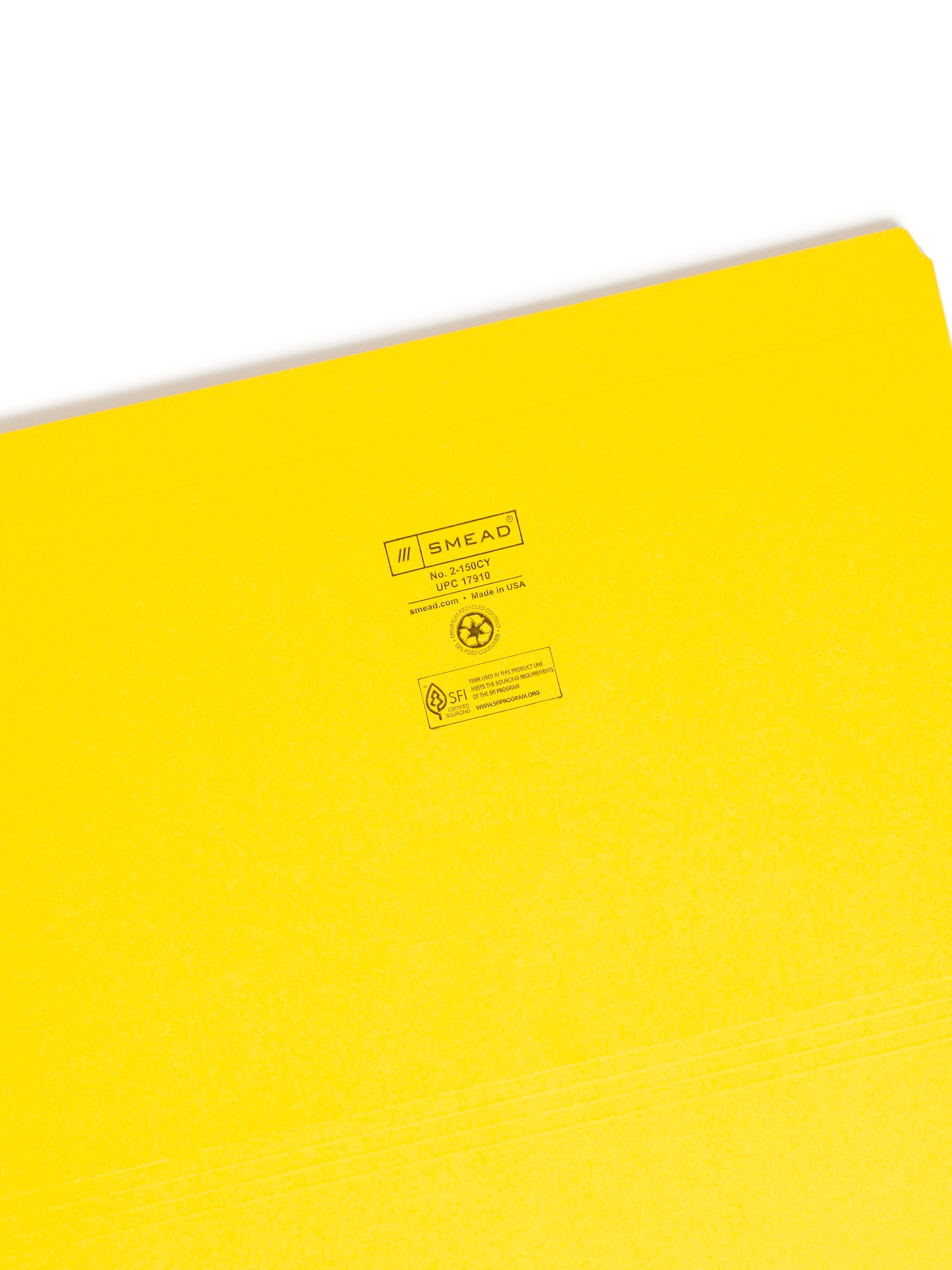 Smead File Folder, Reinforced Straight-Cut Tab, Legal Size, Yellow, 100 per Box